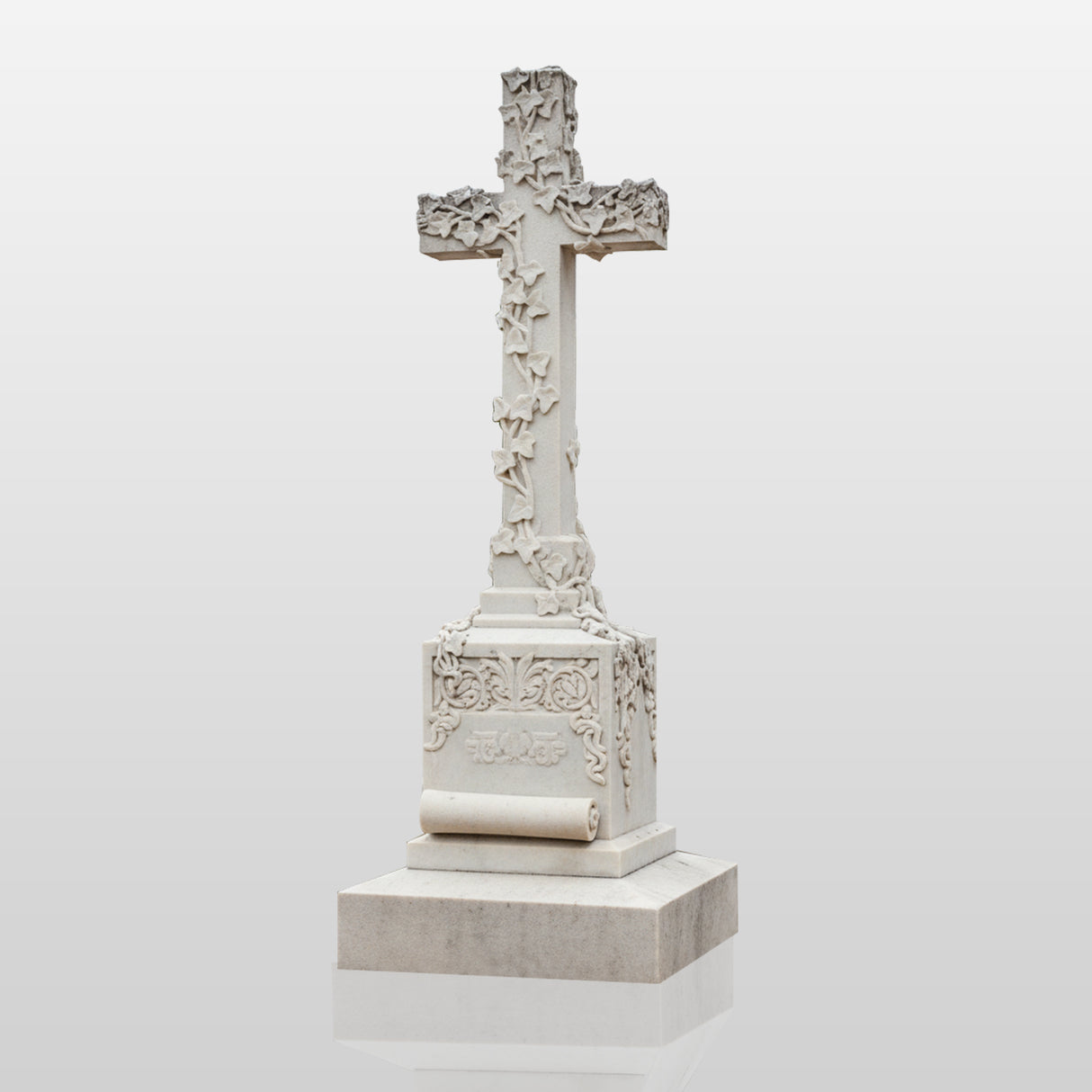 PREMIER Classic Marble Tombstone Sculpture with Cross Design for Cemeteries, Church Gardens or Memorial Areas PSM-118-Marble sculpture-PREMIER SCULPTURE
