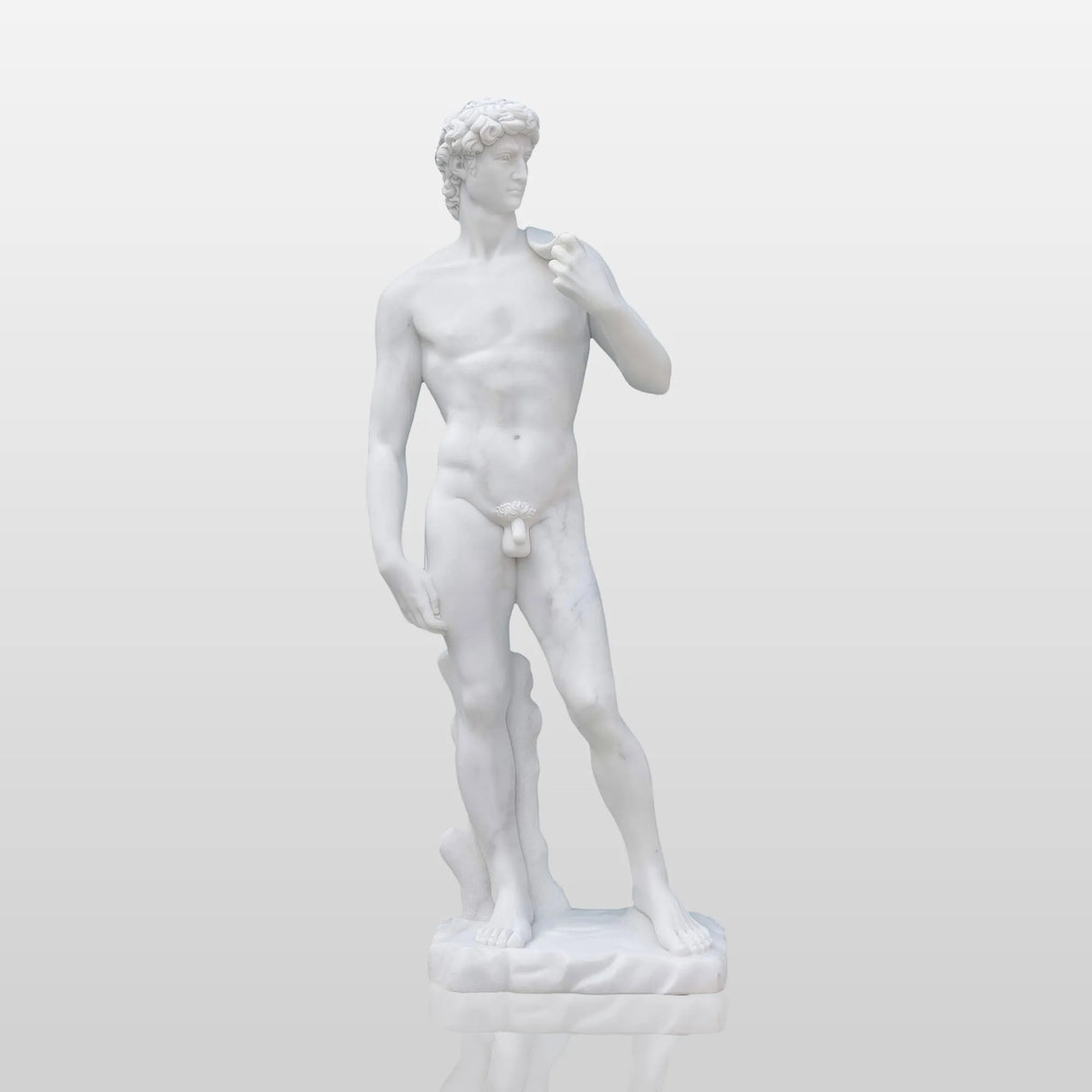 PREMIER Classic White Marble David Sculpture Handcrafted Art Replica Statue of David PSM-030-Marble sculpture-PREMIER SCULPTURE