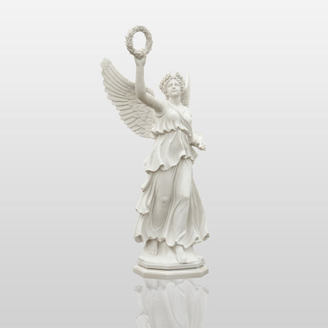 PREMIER Classical Marble Angel Sculpture with Laurel Wreath for Courtyards and Luxury Estates PSM-080-Marble sculpture-PREMIER SCULPTURE