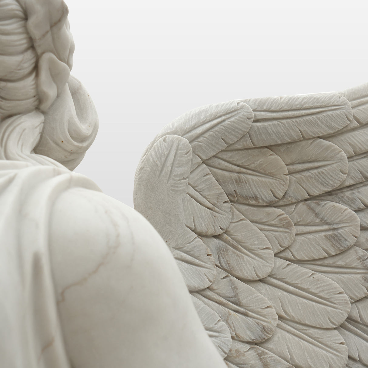 PREMIER Classical Marble Angel Sculpture with Laurel Wreath for Courtyards and Luxury Estates PSM-080-Marble sculpture-PREMIER SCULPTURE