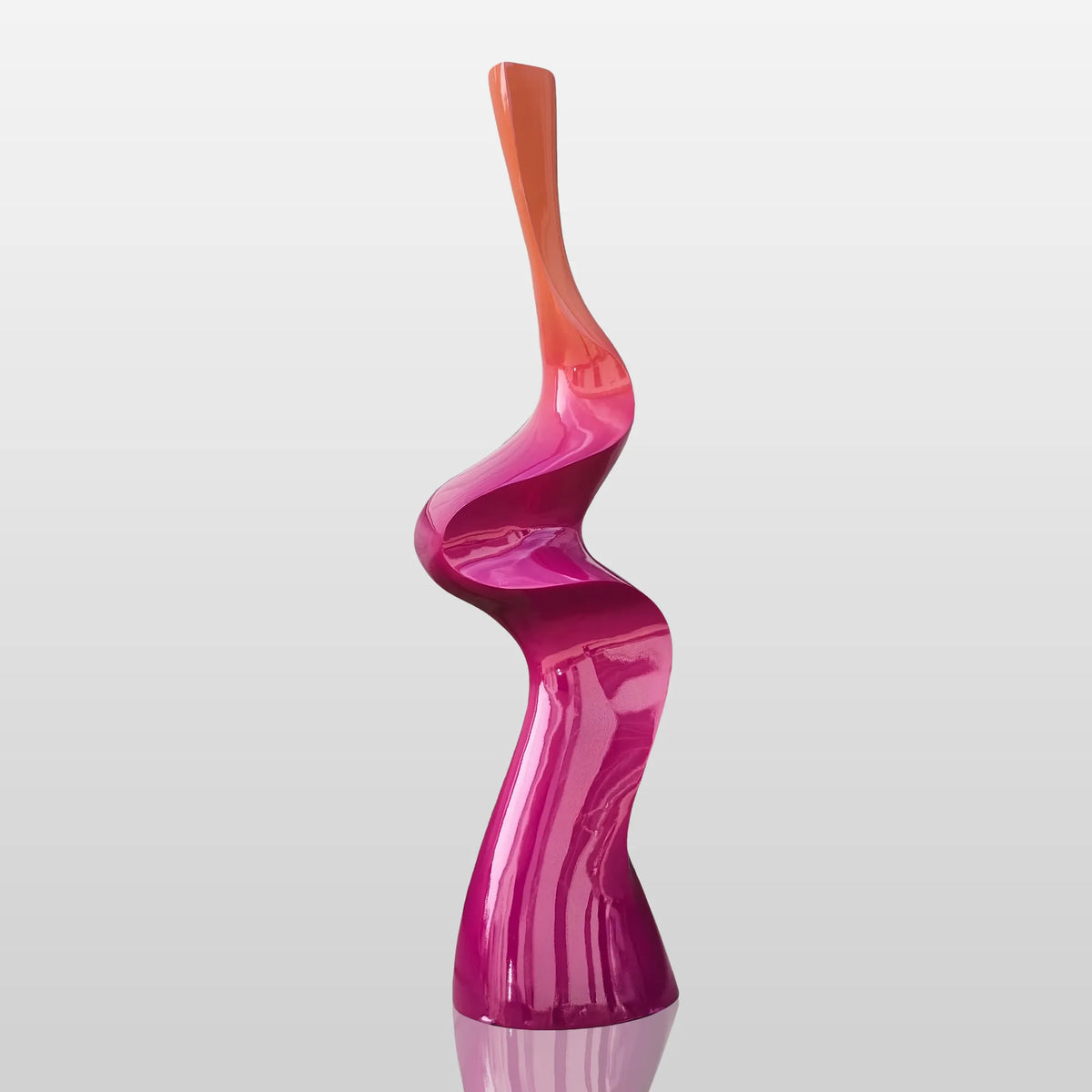 PREMIER Contemporary Pink Stainless Steel Sculpture with Curved Vertical Form for Patios, Pool Areas, and Modern Landscaping PSSS-187-Stainless Steel Sculpture-PREMIER SCULPTURE