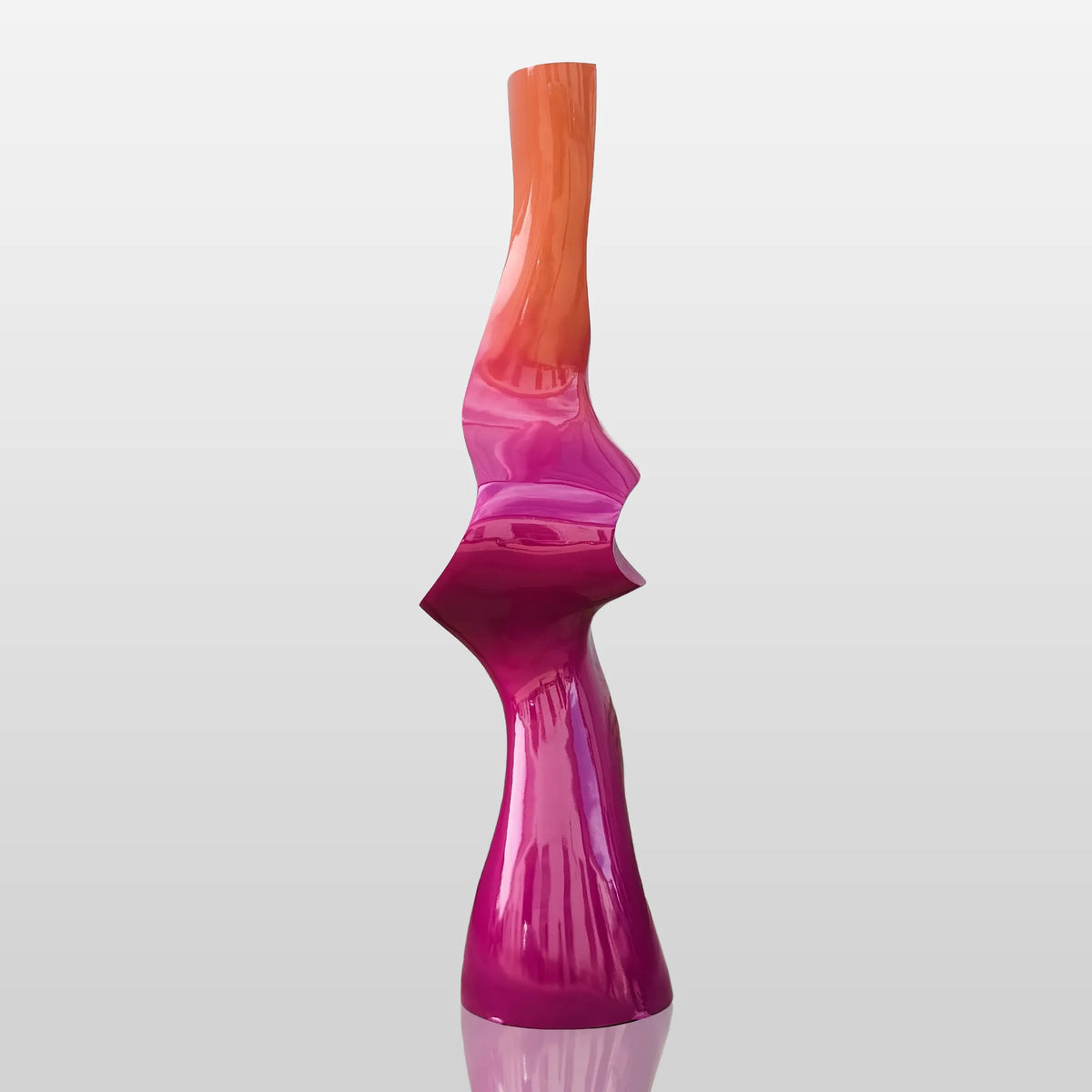 PREMIER Contemporary Pink Stainless Steel Sculpture with Curved Vertical Form for Patios, Pool Areas, and Modern Landscaping PSSS-187-Stainless Steel Sculpture-PREMIER SCULPTURE