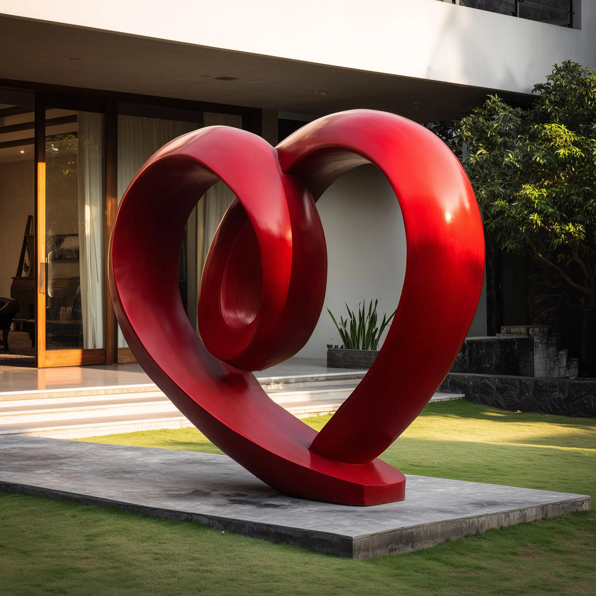 PREMIER Contemporary Red Heart Sculpture for Modern Gardens, Villas, and Outdoor Art Spaces PSSS-183-Stainless Steel Sculpture-PREMIER SCULPTURE
