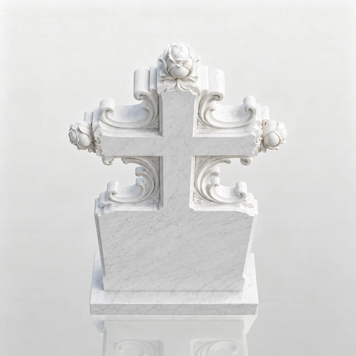 PREMIER Cross Marble Tombstone for Churchyard, Family Mausoleum, Funeral Park or Memorial Garden PSM-177-Marble sculpture-PREMIER SCULPTURE