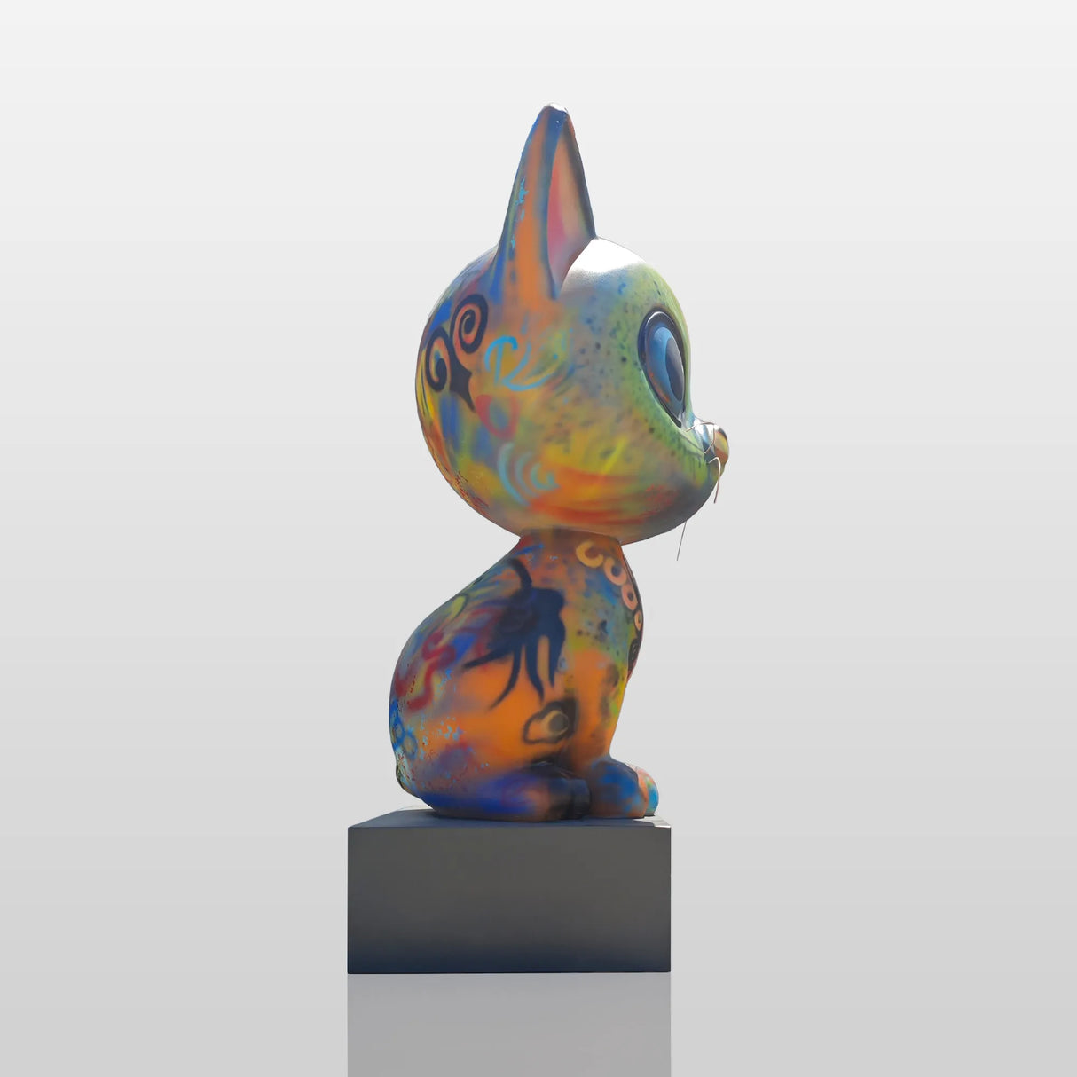PREMIER Decorative Sculpture Vibrant Urban Pop Art Cat Sculpture PSF-025-Fiberglass Sculpture-PREMIER SCULPTURE