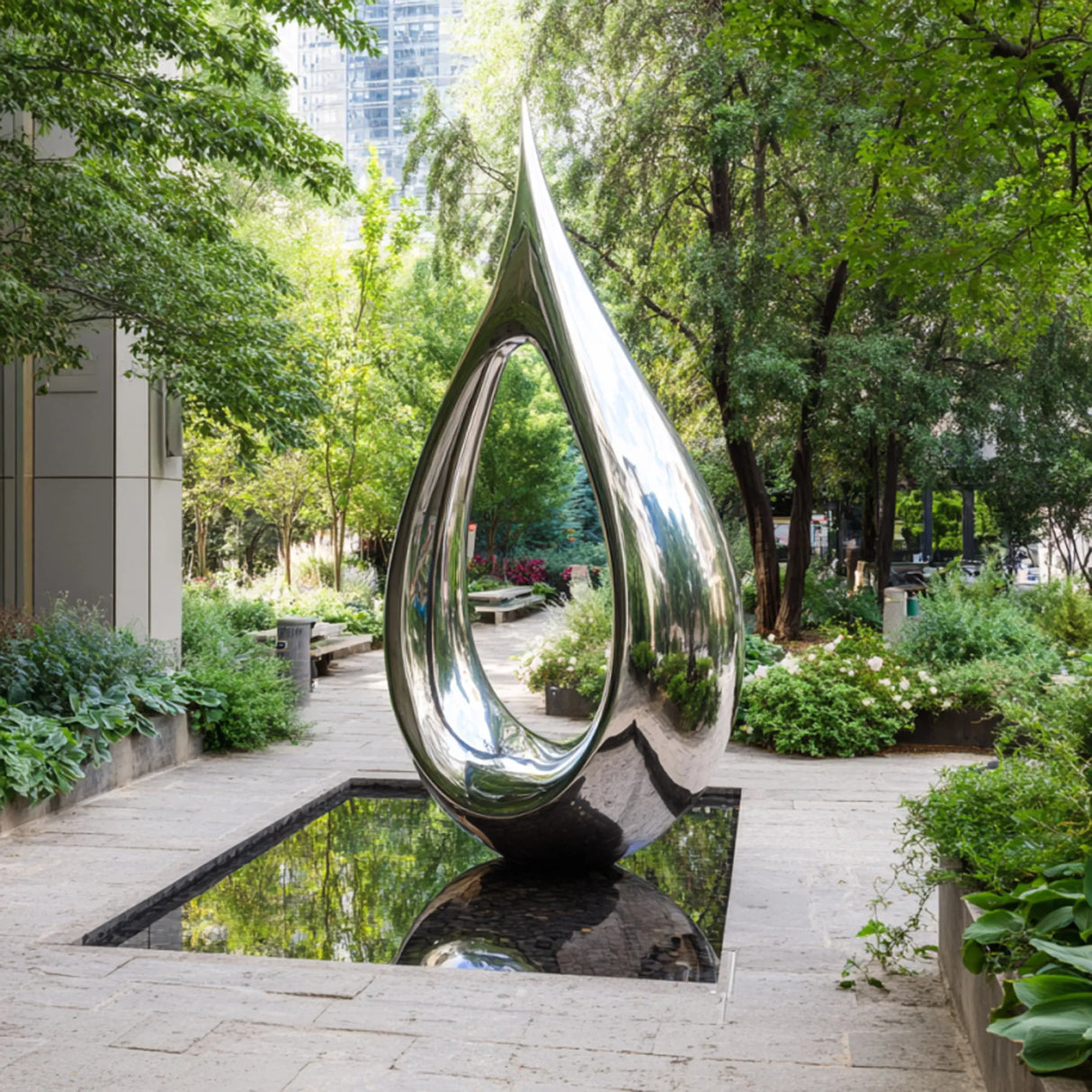 PREMIER Droplet Stainless Steel Sculpture with Modern Abstract Design Perfect for Garden Landscapes or Villa Courtyards PSSS-234-Stainless Steel Sculpture-PREMIER SCULPTURE