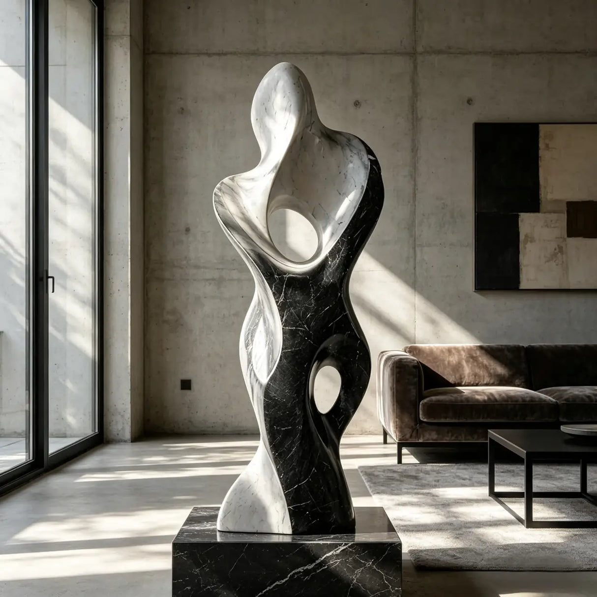 PREMIER Dual Tone Abstract Fiberglass Sculpture for Living Room, Foyer, Porch or Office PSF-041-Fiberglass Sculpture-PREMIER SCULPTURE