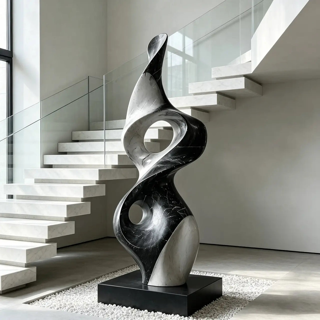 PREMIER Fiberglass Sculpture with Dual Tone Twist Design for Stair Hall, Living Room or Sunroom PSF-042-Fiberglass Sculpture-PREMIER SCULPTURE