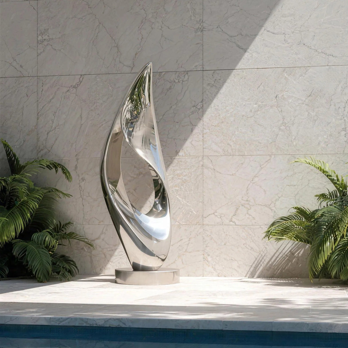 PREMIER Flowing Wave Stainless Steel Sculpture with Modern and Minimalist Style Ideal for Poolside or Resort Areas, Villas PSSS-233-Stainless Steel Sculpture-PREMIER SCULPTURE