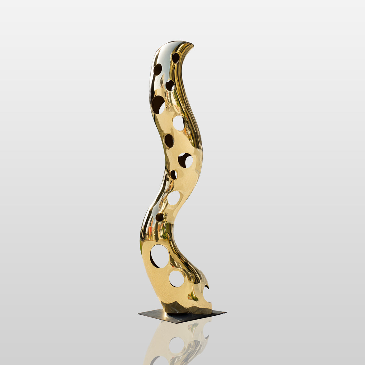 PREMIER Golden Stainless Steel Sculpture with Flowing Hollow Design for Gardens, Hotels, and Public Spaces PSSS-157-Stainless Steel Sculpture-PREMIER SCULPTURE