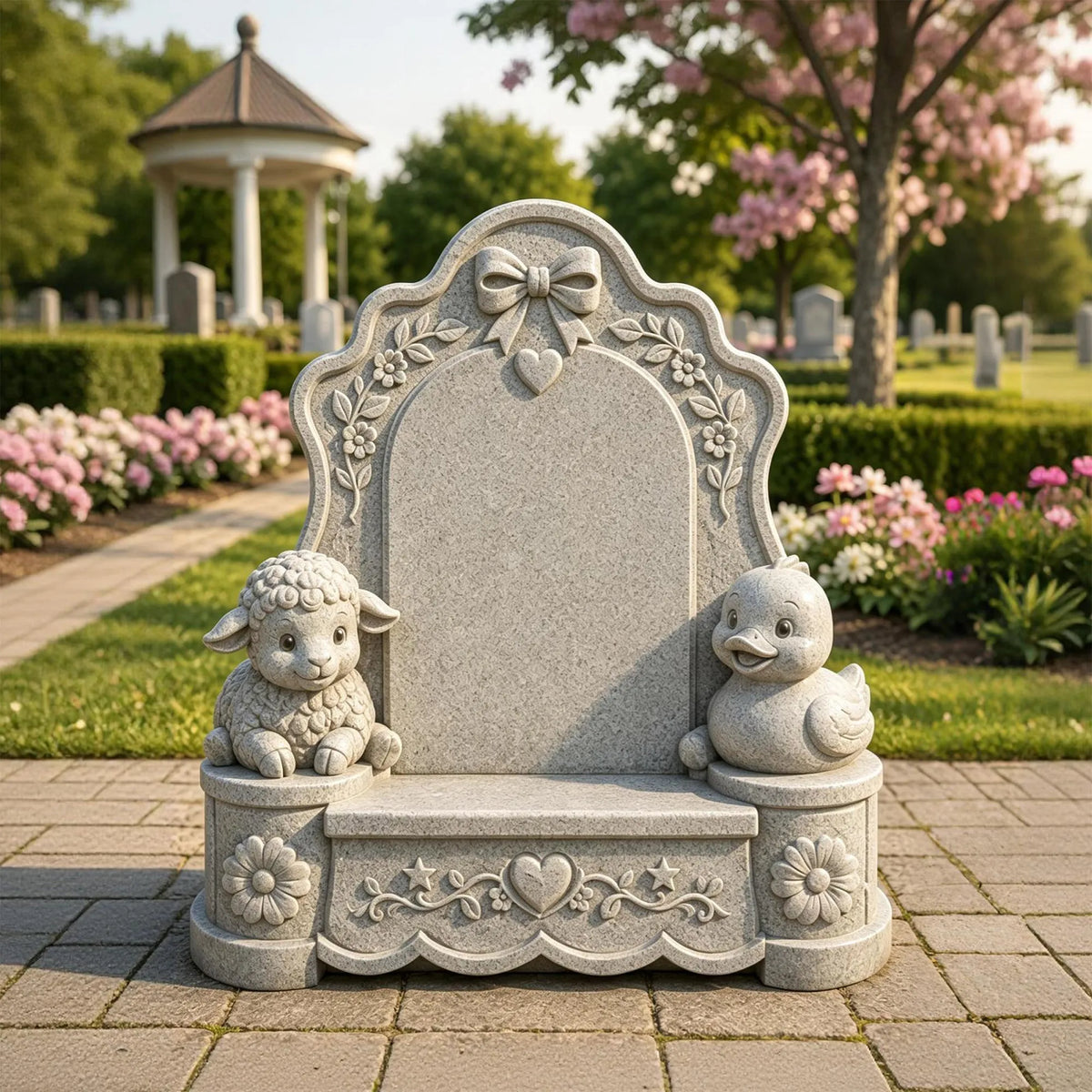 PREMIER Granite Tombstone with Animal Design for Cemetery Lot, Memorial Garden or Burial Plot PSM-202-Marble sculpture-PREMIER SCULPTURE