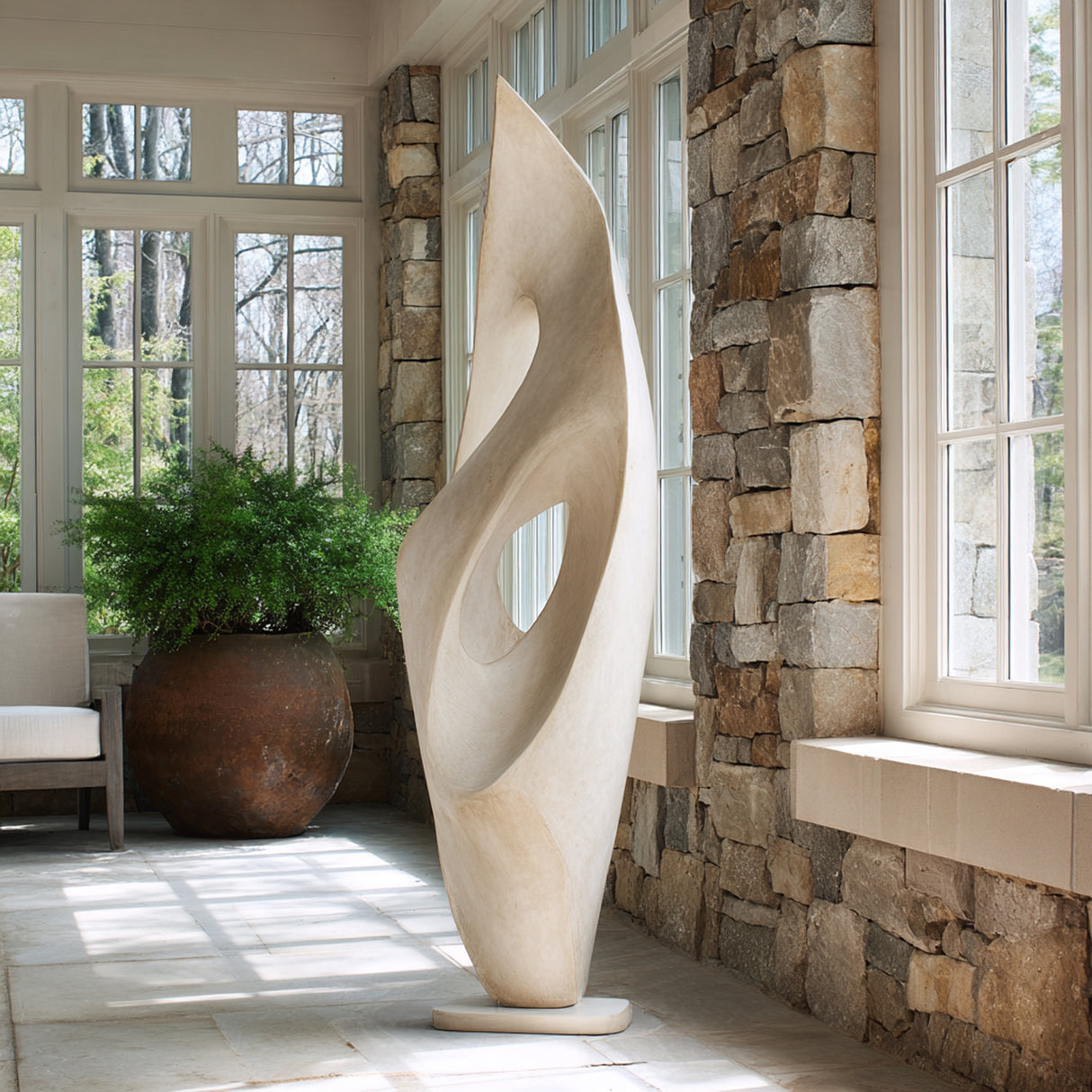 PREMIER Hollow Spiral Marble Sculpture with Contemporary Design for Hotels, Offices or Living Rooms PSM-121-Marble sculpture-PREMIER SCULPTURE