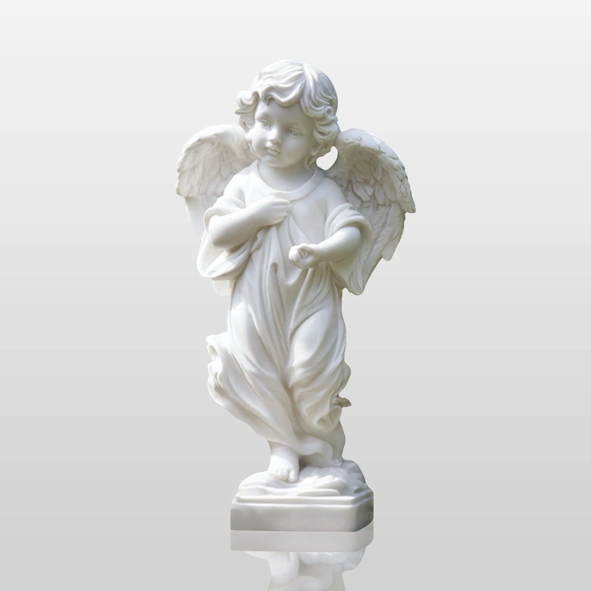 PREMIER Lovely Figure Marble Statue with Classic Baby Angel Design for Flower Beds, Gardens or Courtyards PSM-114-Marble sculpture-PREMIER SCULPTURE