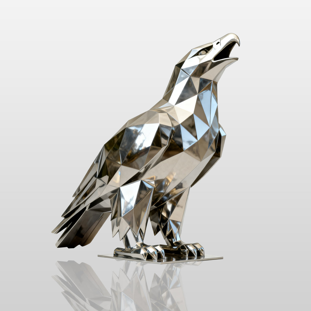 PREMIER Luxury Stainless Steel Eagle Sculpture in Modern Design for Entrances, Lobbies and Private Collections PSSS-154-Stainless Steel Sculpture-PREMIER SCULPTURE