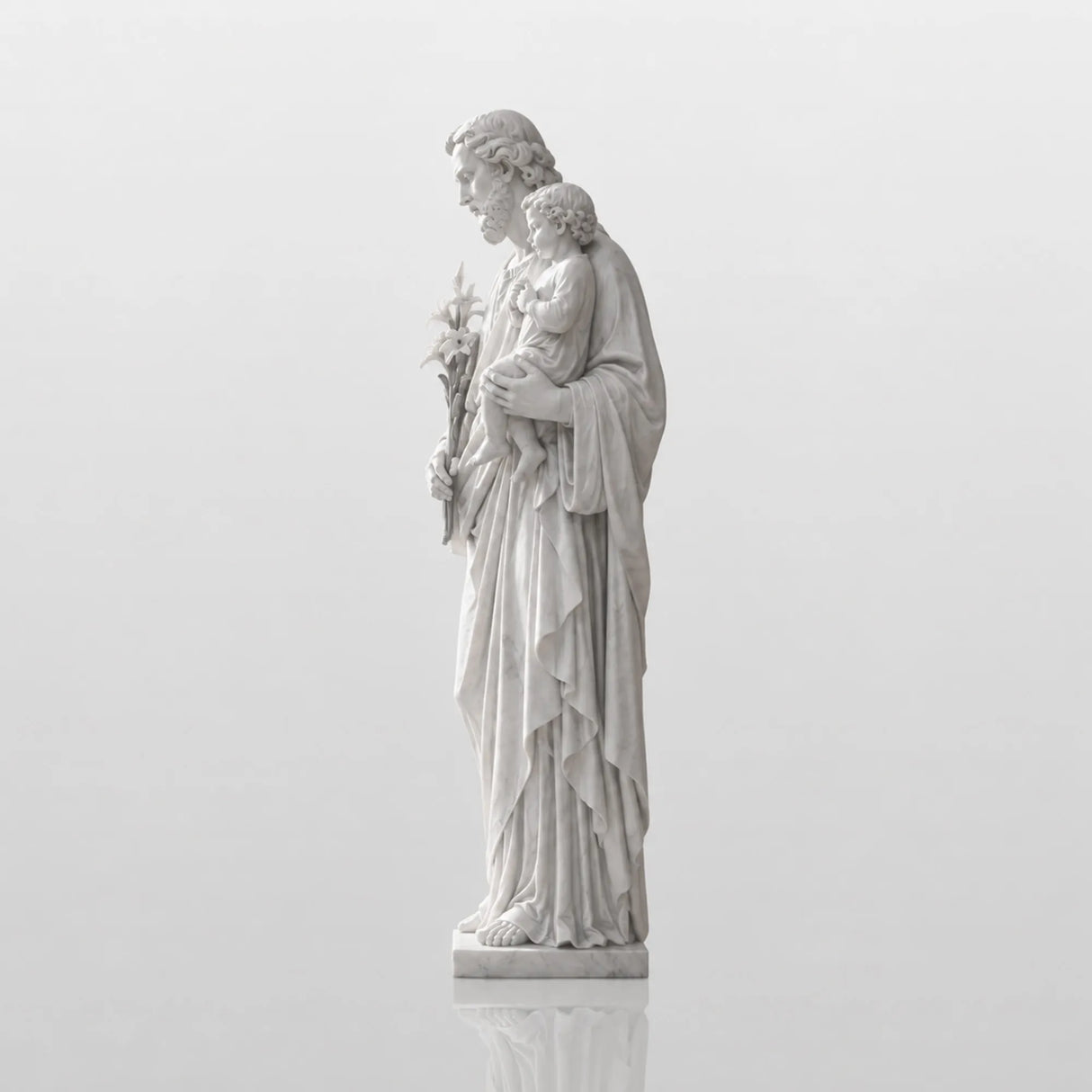 PREMIER Marble Saint Joseph Statue with Baby Jesus Design for Entry Porch, Church Ground or Courtyard PSM-175-Marble sculpture-PREMIER SCULPTURE