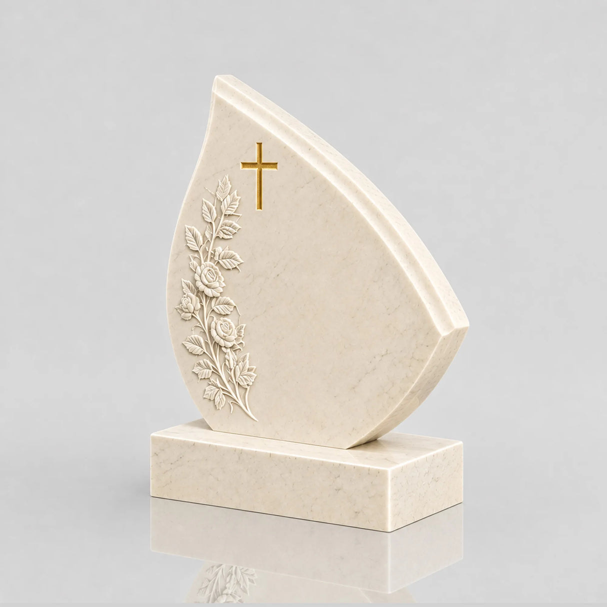 PREMIER Marble Teardrop Tombstone for Cemetery, Lawn Memory Garden and Funeral Home PSM-183-Marble sculpture-PREMIER SCULPTURE