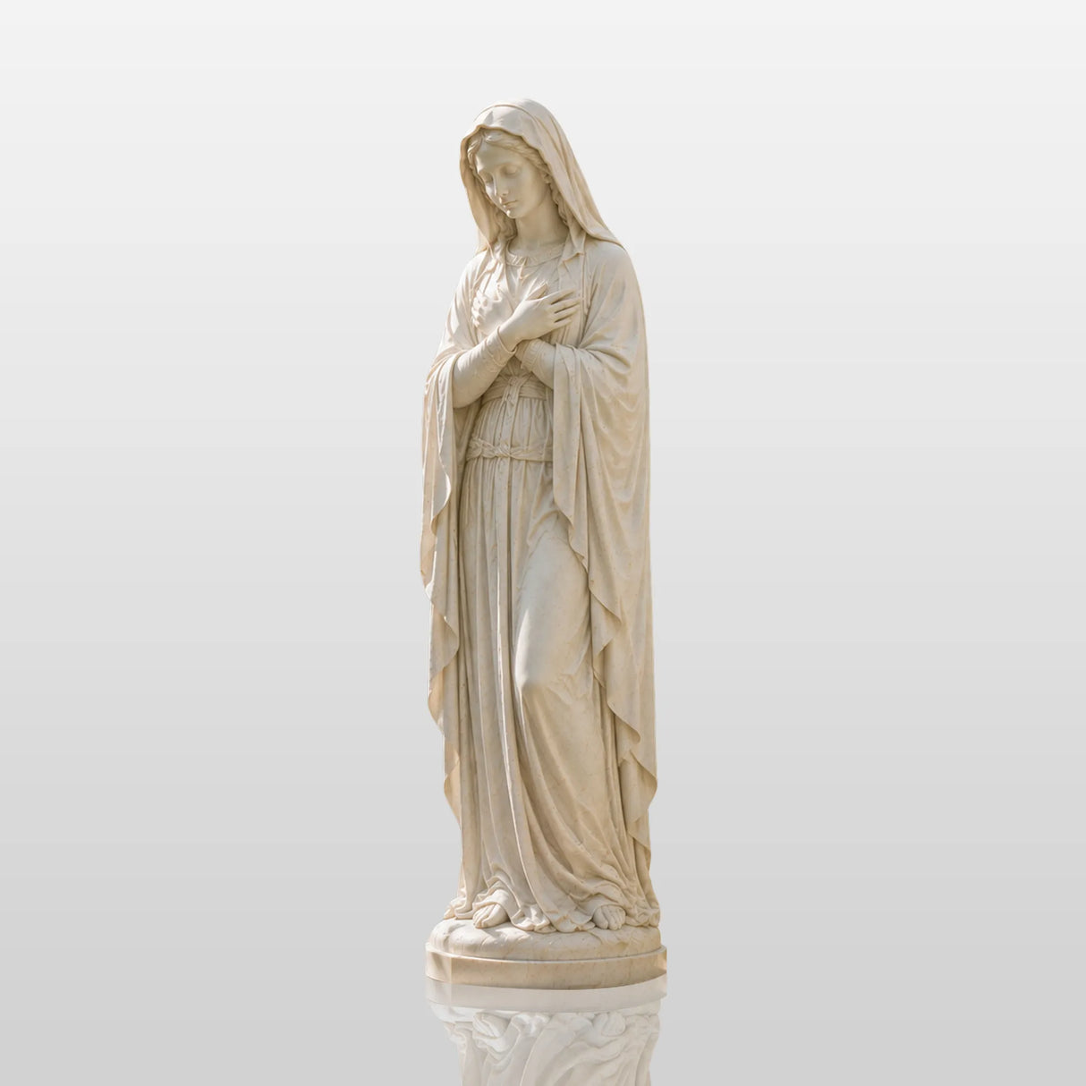 PREMIER Marble Virgin Mary Statue for Sunroom, Church, Living Room, Atrium or Art Gallery PSM-186-Marble sculpture-PREMIER SCULPTURE
