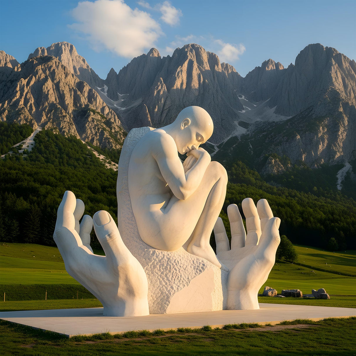 PREMIER Marble “Embrace” Figurative Sculpture for Indoor & Outdoor Art Display PSM-086-Marble sculpture-PREMIER SCULPTURE