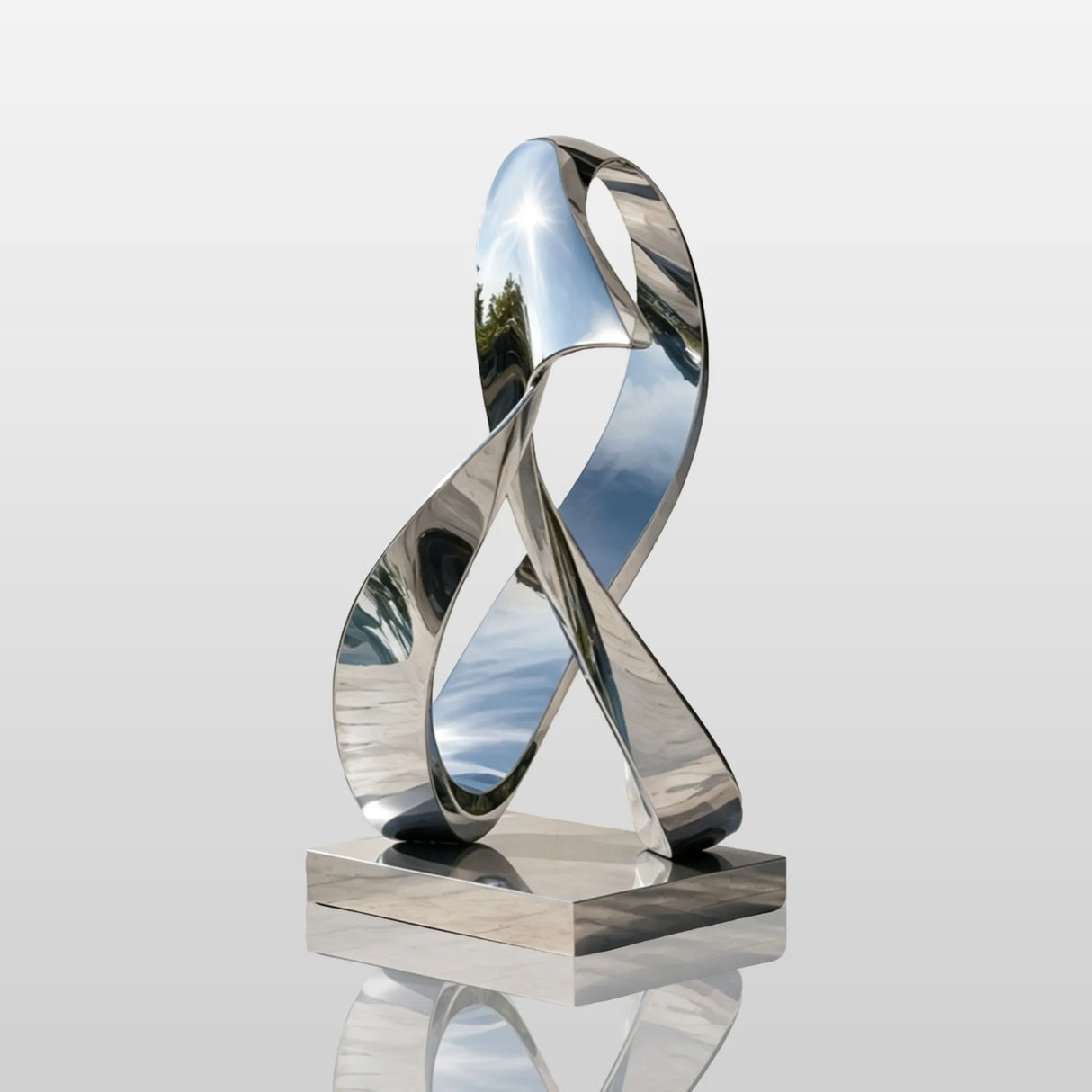 PREMIER Minimalist Stainless Steel Sculpture with Twisted Ribbon Design for Entryway, Side Garden or Business plaza PSSS-322-Stainless Steel Sculpture-PREMIER SCULPTURE