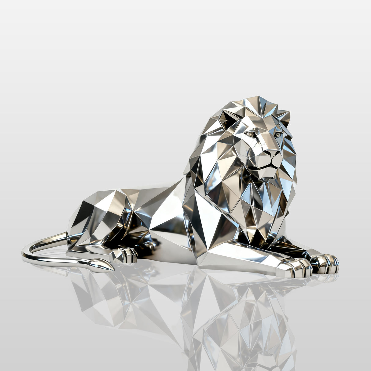 PREMIER Modern Stainless Steel Sculpture with Geometric Lion Design for Luxury Villas, Gardens, and Outdoor Spaces PSSS-149-Stainless Steel Sculpture-PREMIER SCULPTURE