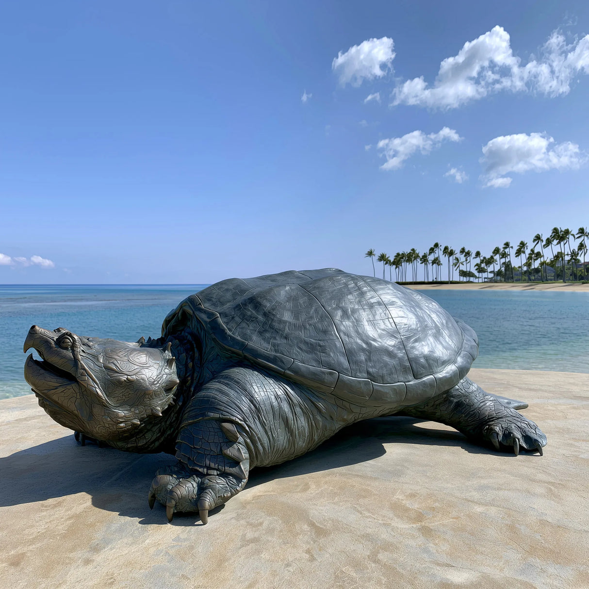 PREMIER Outdoor Bronze Turtle Statue in Alligator Snapping for Backyard, Natural Park or Seaside Beach PSB-210-Bronze Sculpture-PREMIER SCULPTURE