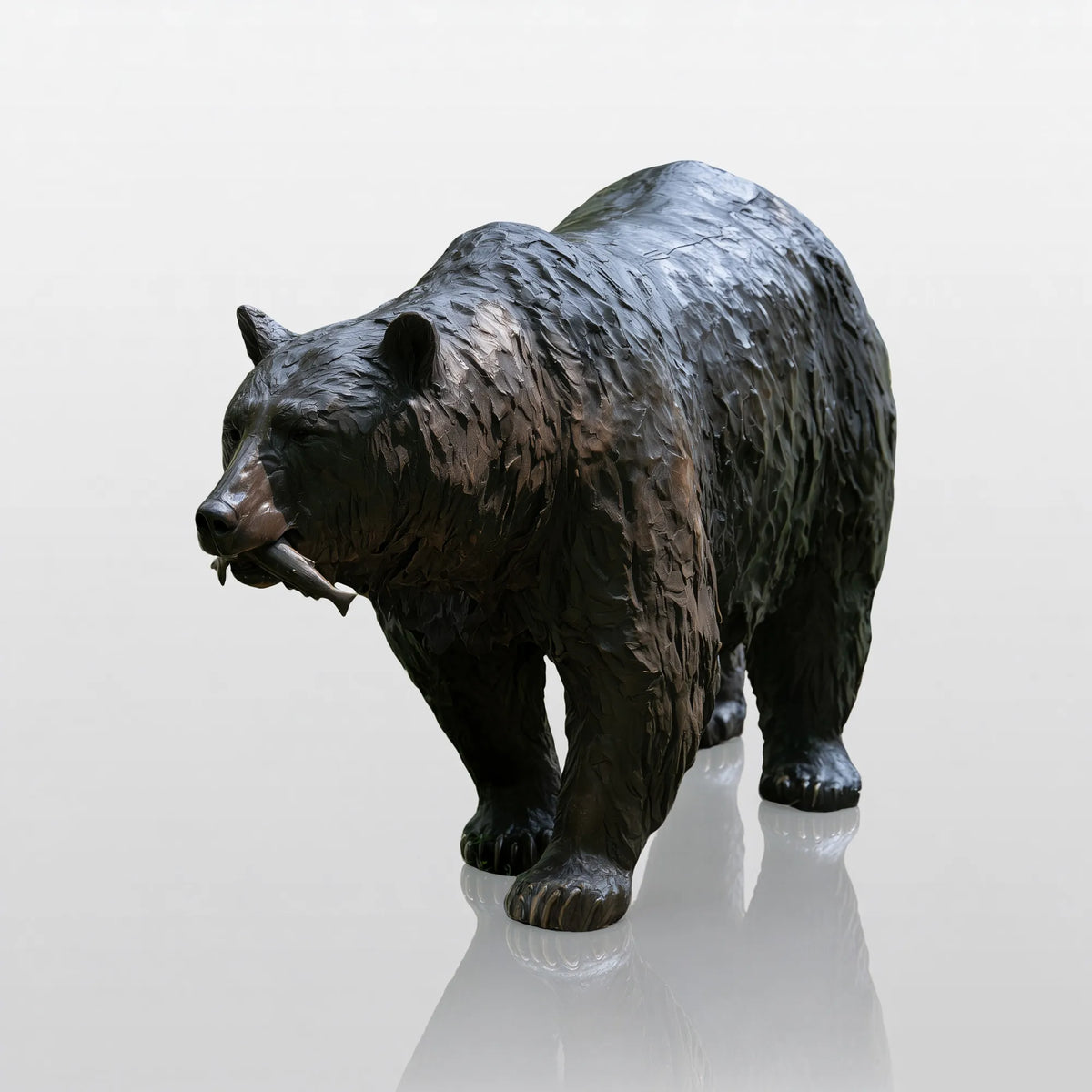 PREMIER Outdoor Large Bronze Statue with Bear holding Fish for Garden, Lake Shore or Park PSB-282-Bronze Sculpture-PREMIER SCULPTURE