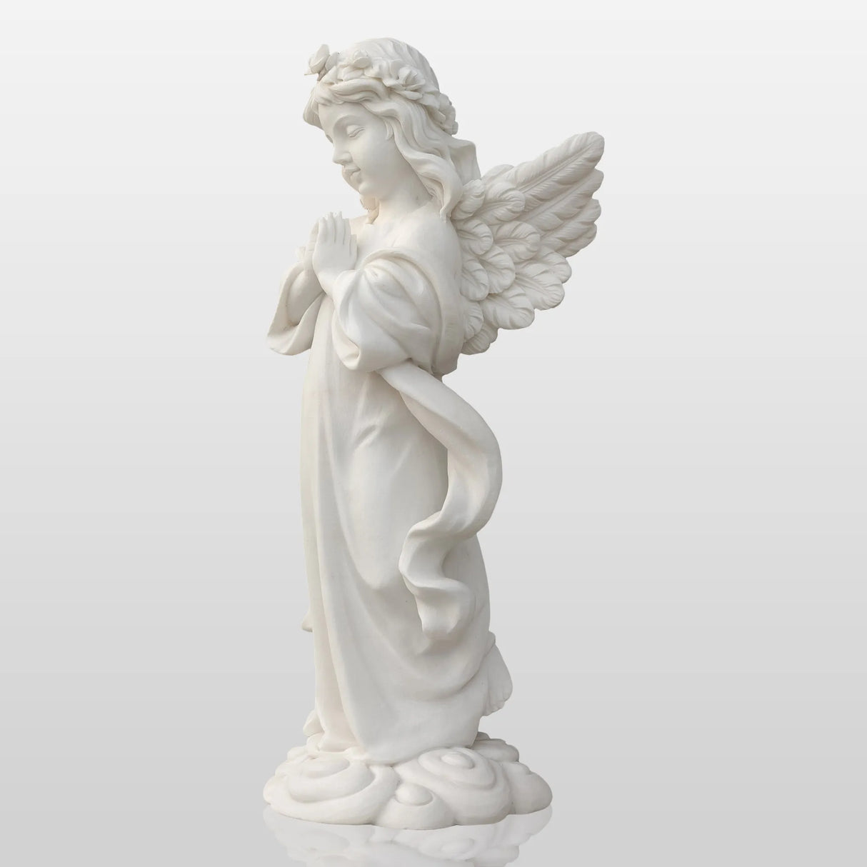 PREMIER Praying Angel Marble Sculpture for Villas Courtyards and Memorial Outdoor Spaces PSM-090-Marble sculpture-PREMIER SCULPTURE