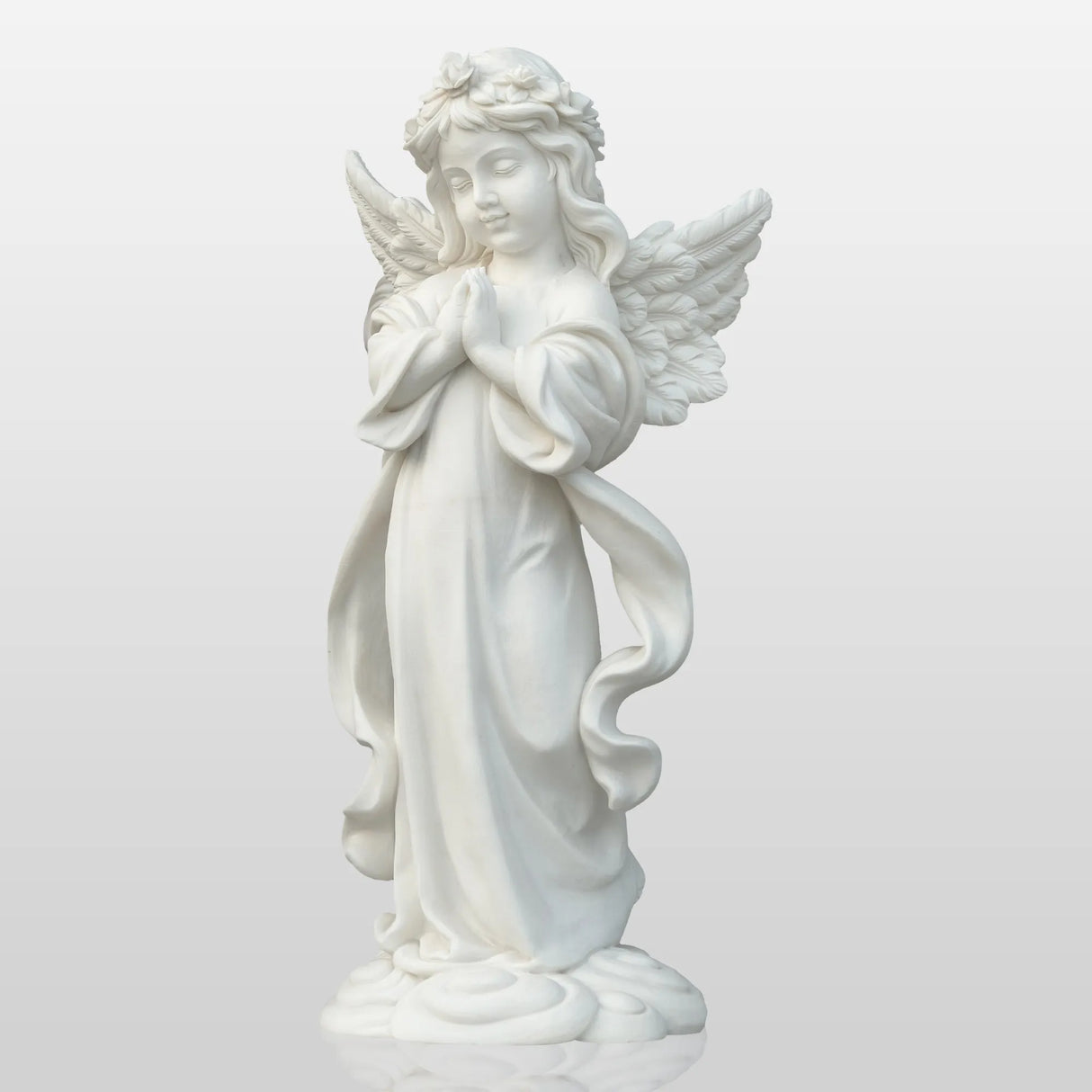 PREMIER Praying Angel Marble Sculpture for Villas Courtyards and Memorial Outdoor Spaces PSM-090-Marble sculpture-PREMIER SCULPTURE