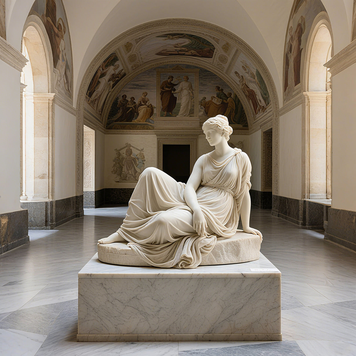 PREMIER Classical Marble Statue of Reclining Goddess for Luxury Interiors, Museum Galleries and Libraries PSM-076-Marble sculpture-PREMIER SCULPTURE