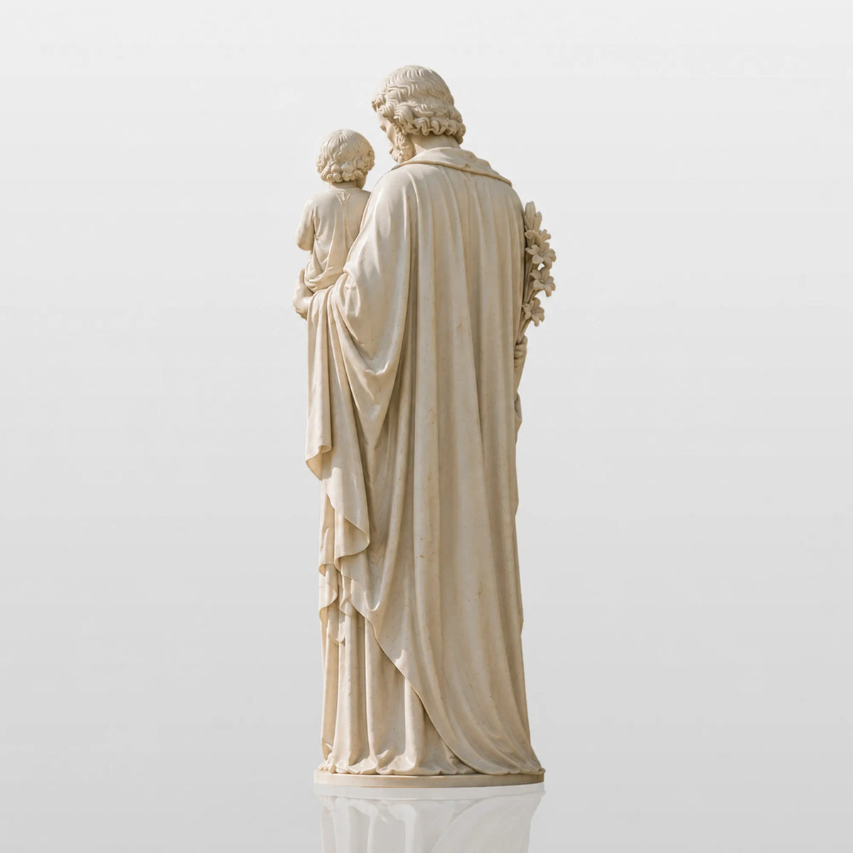 PREMIER Religious Marble Saint Joseph Statue Holding Baby Jesus for Church Yard, Front Yard or Memorial Garden PSM-174-Marble sculpture-PREMIER SCULPTURE