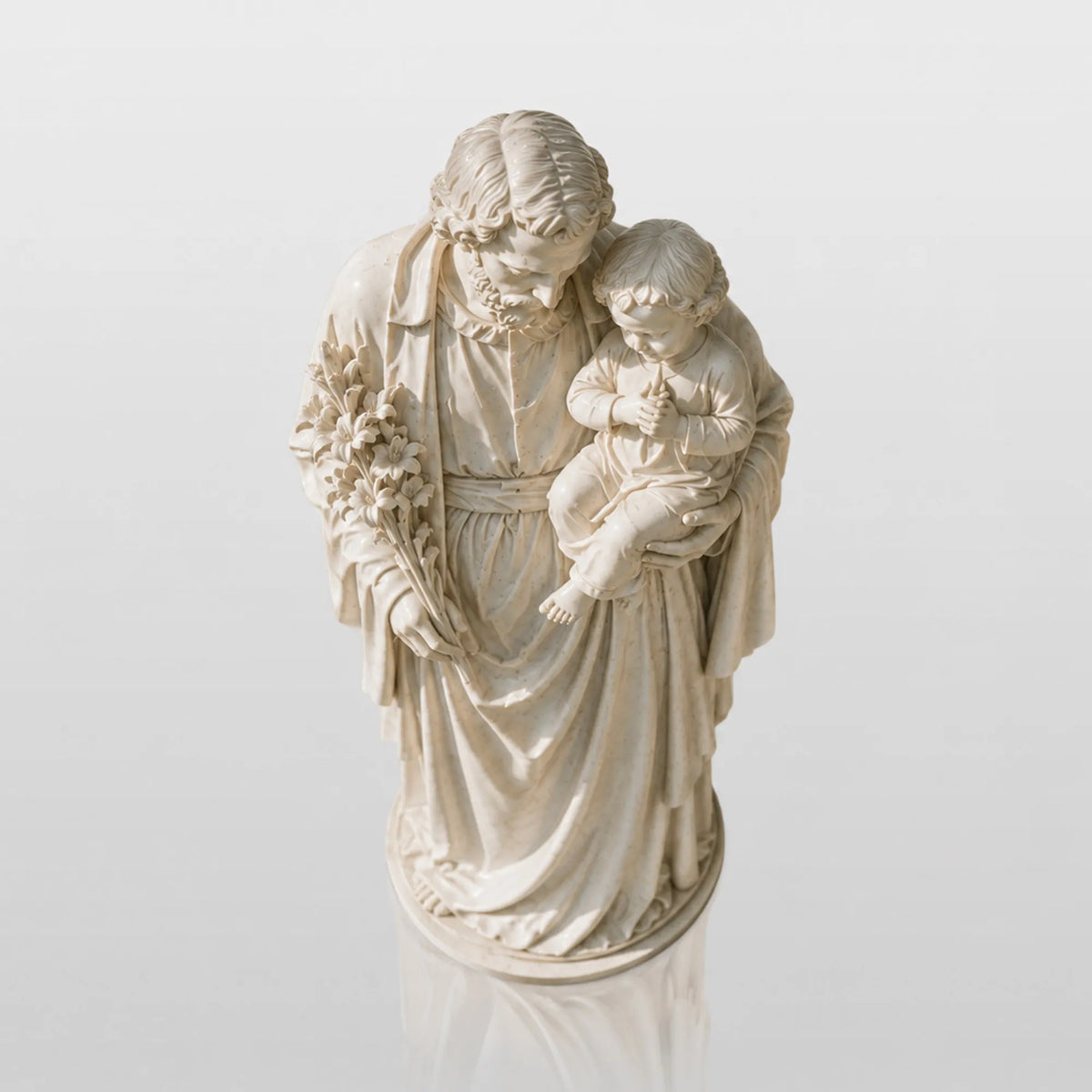 PREMIER Religious Marble Saint Joseph Statue Holding Baby Jesus for Church Yard, Front Yard or Memorial Garden PSM-174-Marble sculpture-PREMIER SCULPTURE