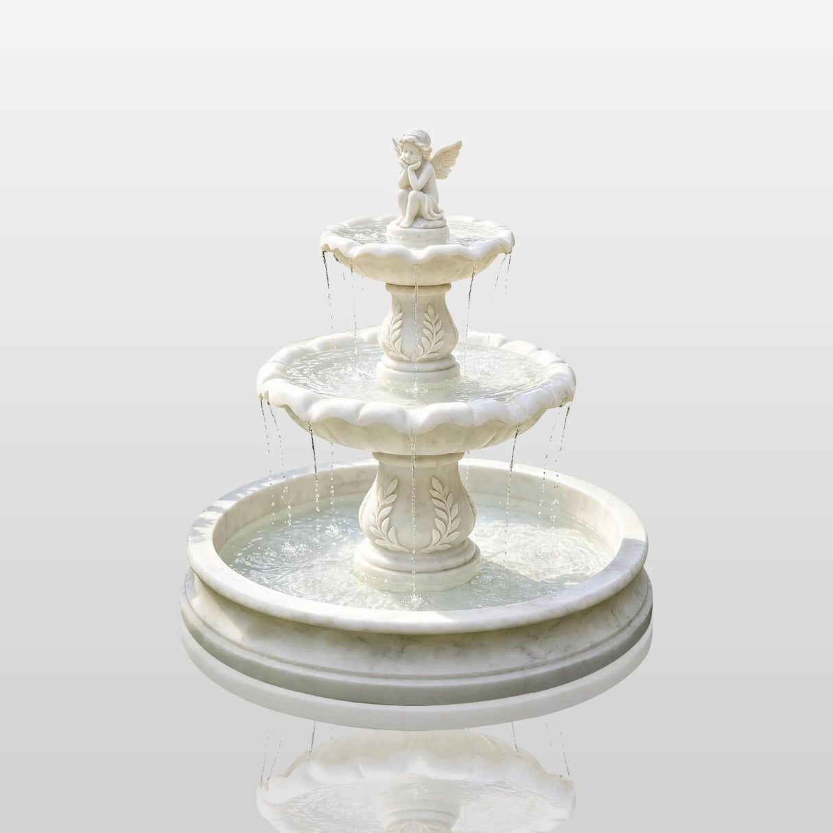 PREMIER Romantic Marble Fountain with Angel Design for Villas, Gardens, Hotels and Patios PSFM-012-Marble sculpture-PREMIER SCULPTURE