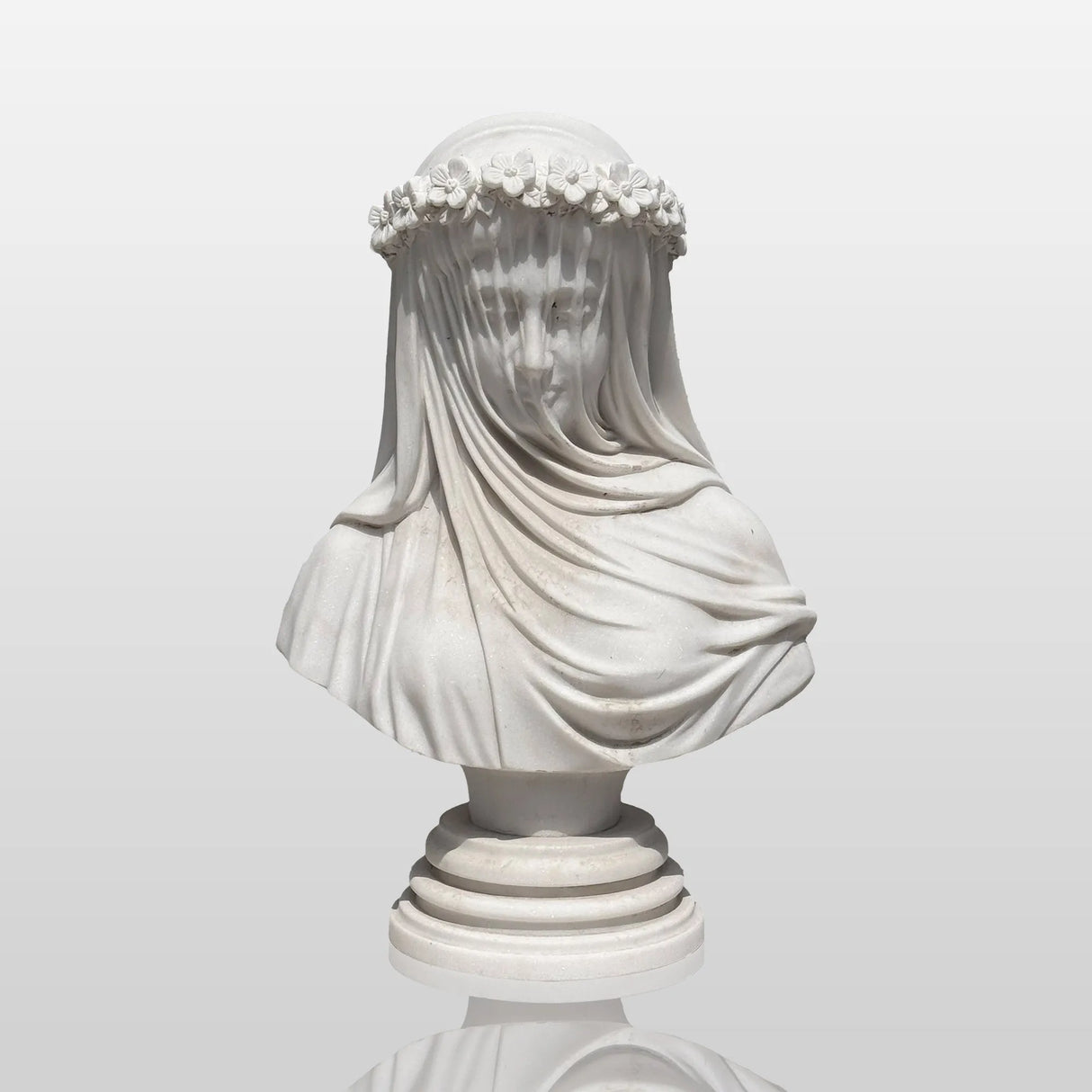 PREMIER Romantic Marble Table Sculpture in Veiled Bride for the Dresser, Entryway, Bedroom and Wedding Studio PSM-132-Marble sculpture-PREMIER SCULPTURE