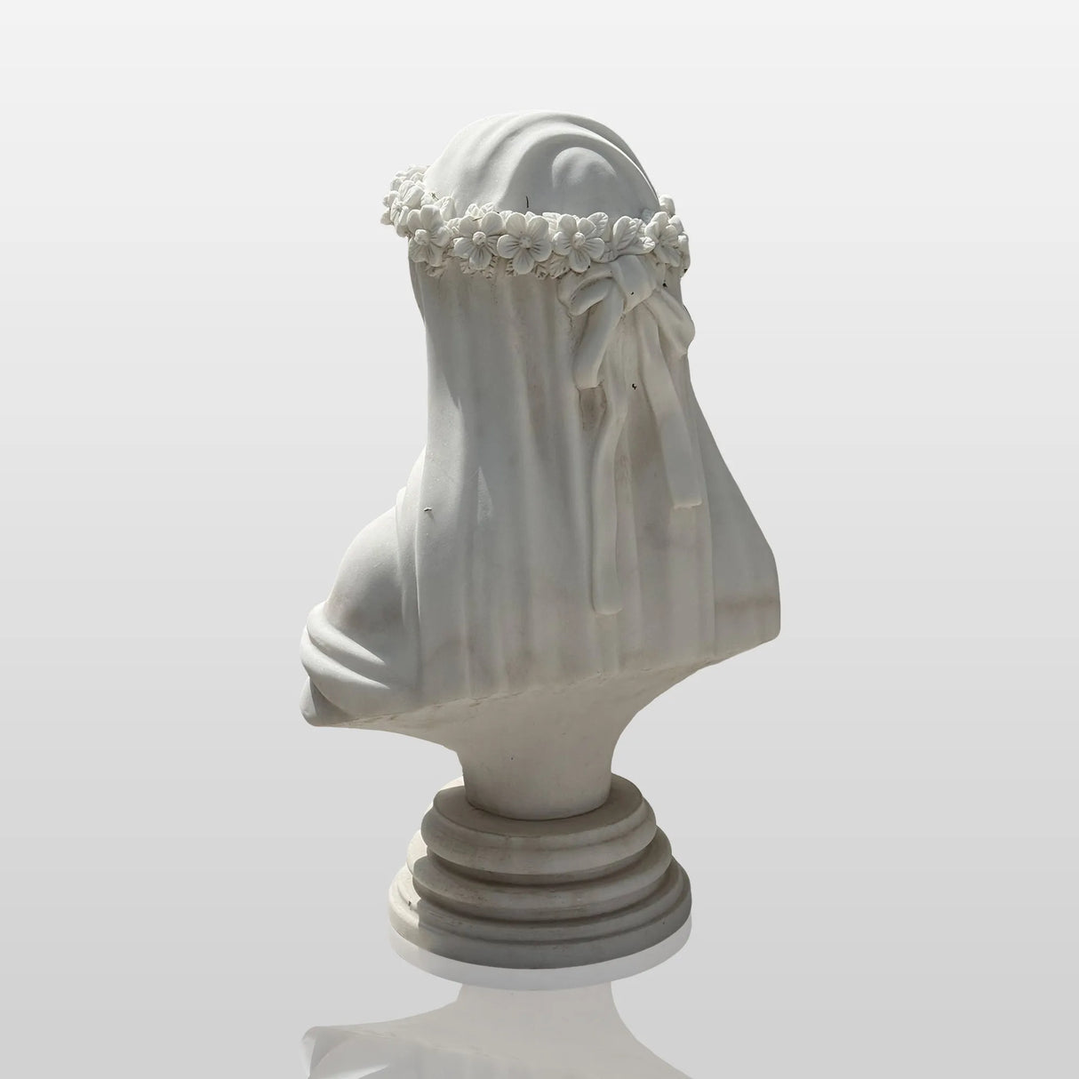PREMIER Romantic Marble Table Sculpture in Veiled Bride for the Dresser, Entryway, Bedroom and Wedding Studio PSM-132-Marble sculpture-PREMIER SCULPTURE