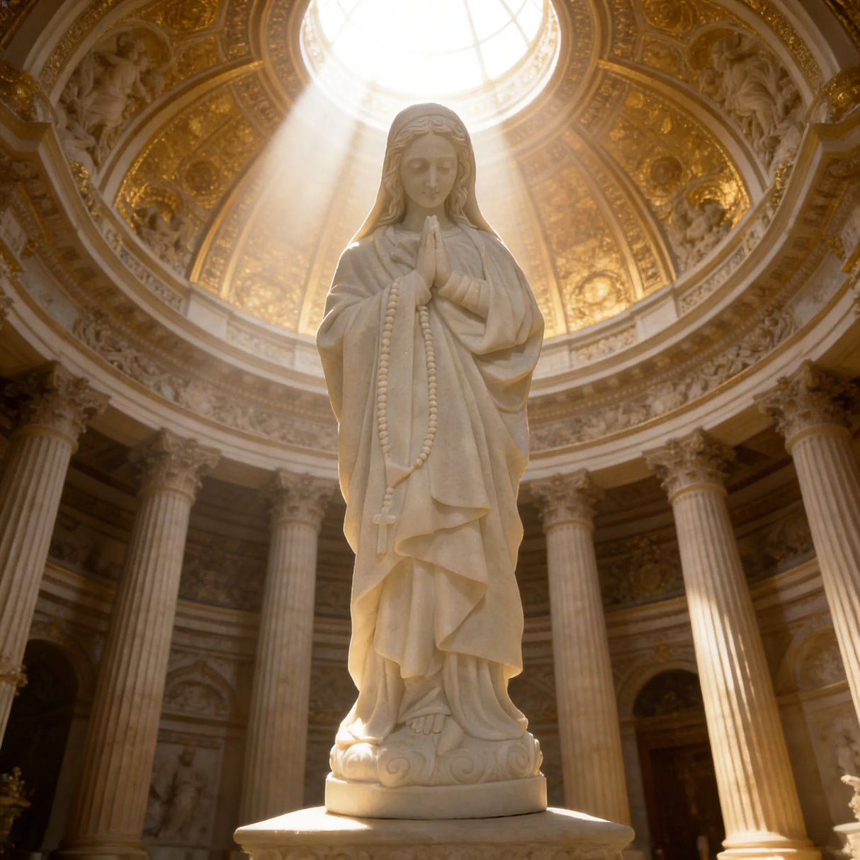 PREMIER Sacred Figure Marble Sculpture with Virgin Mary Design Fit for Churches, Chapel or Any Religious Sites PSM-106-Marble sculpture-PREMIER SCULPTURE