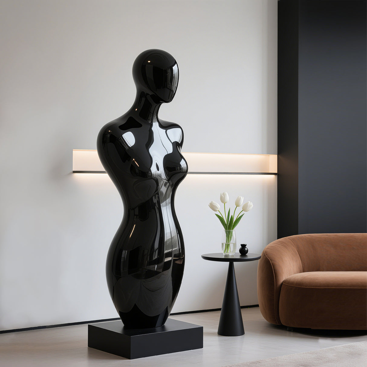 PREMIER Black Stainless Steel Abstract Sculpture for Modern Interior Decoration, Luxury Apartments and Art Galleries PSSS-133-Stainless Steel Sculpture-PREMIER SCULPTURE