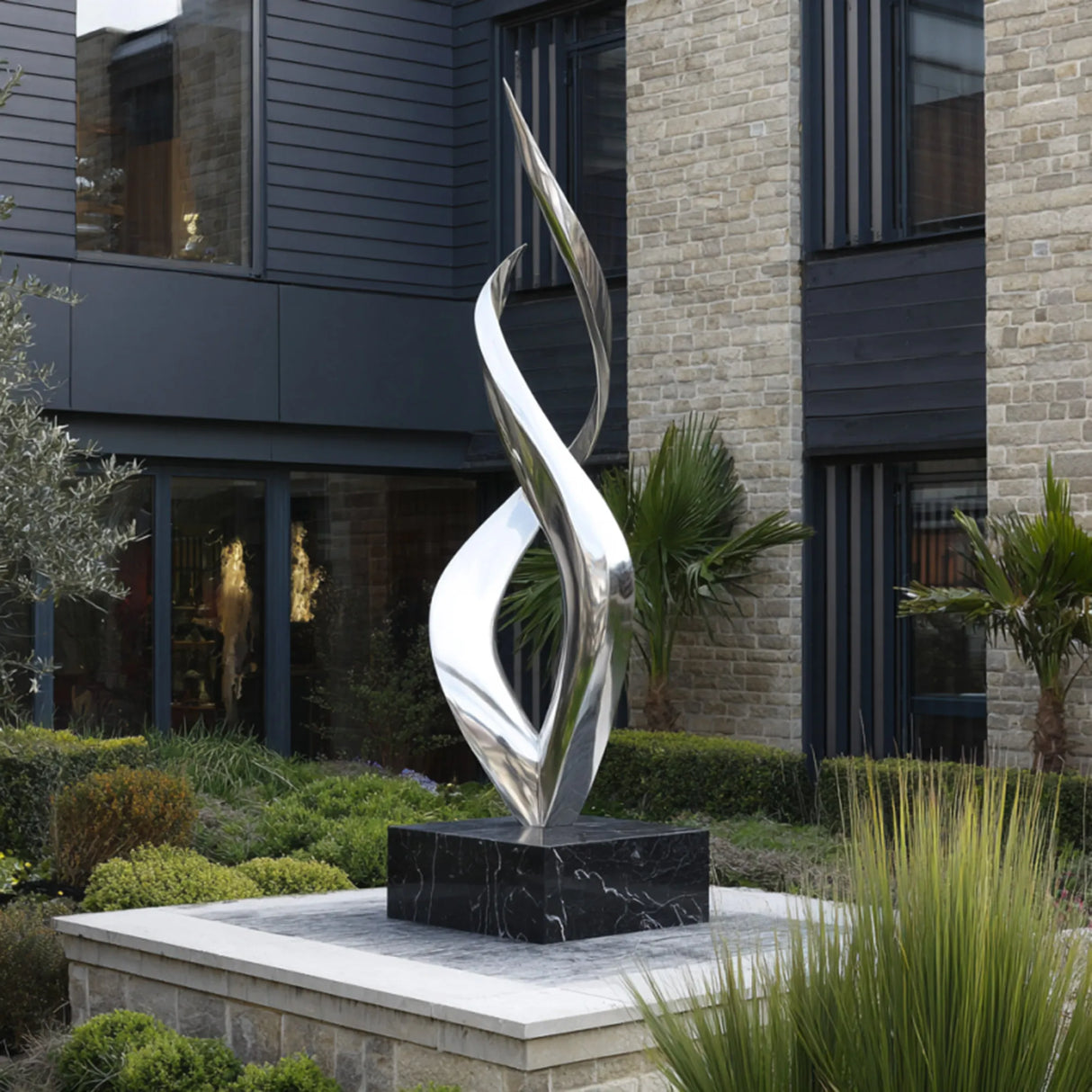 PREMIER Spiral Stainless Steel Sculpture with Abstract Twisting Design for Outdoor Entrances, Villas and Public Art Spaces PSSS-251-Stainless Steel Sculpture-PREMIER SCULPTURE