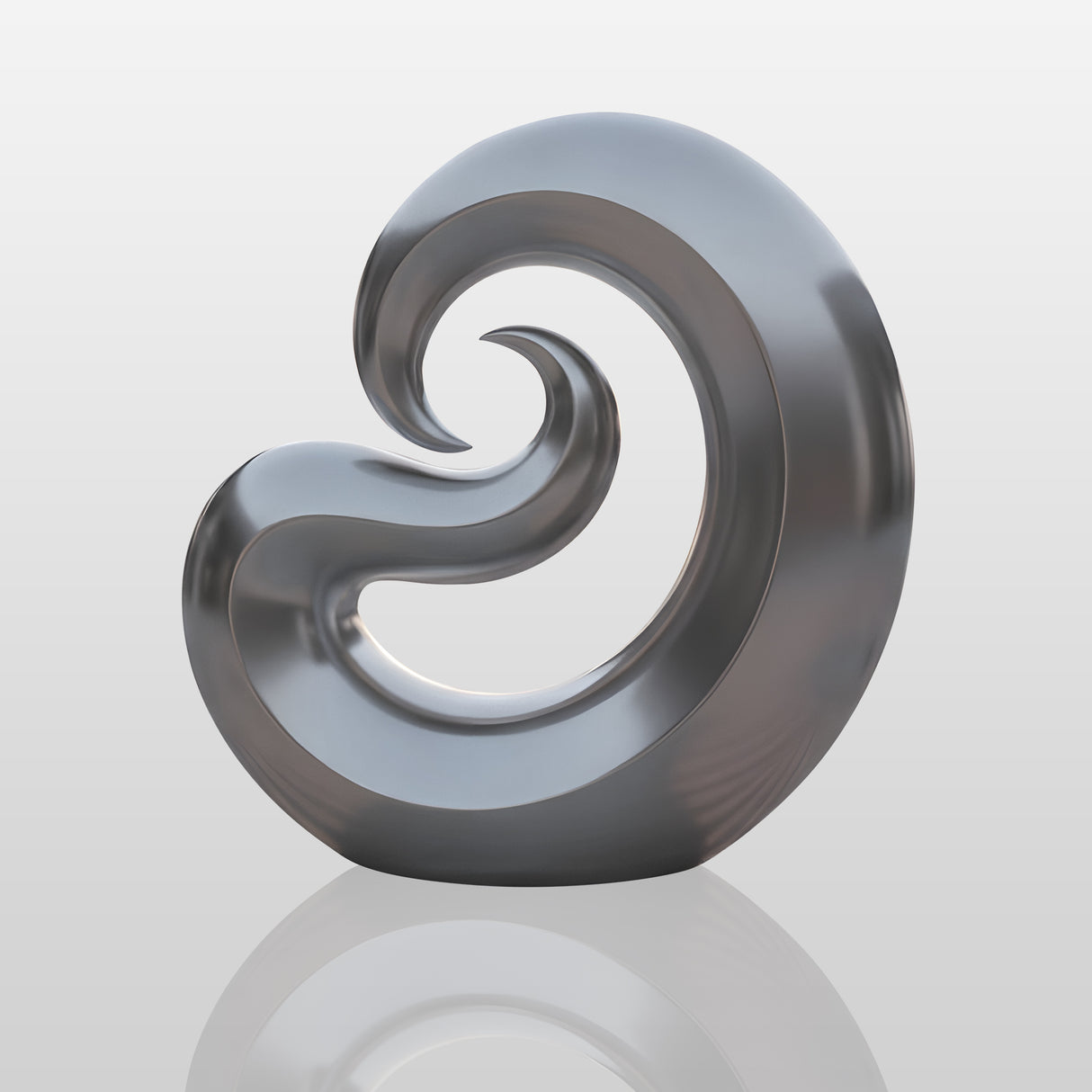 Stainless steel abstract wave sculpture beside a pool in a modern coastal villa setting