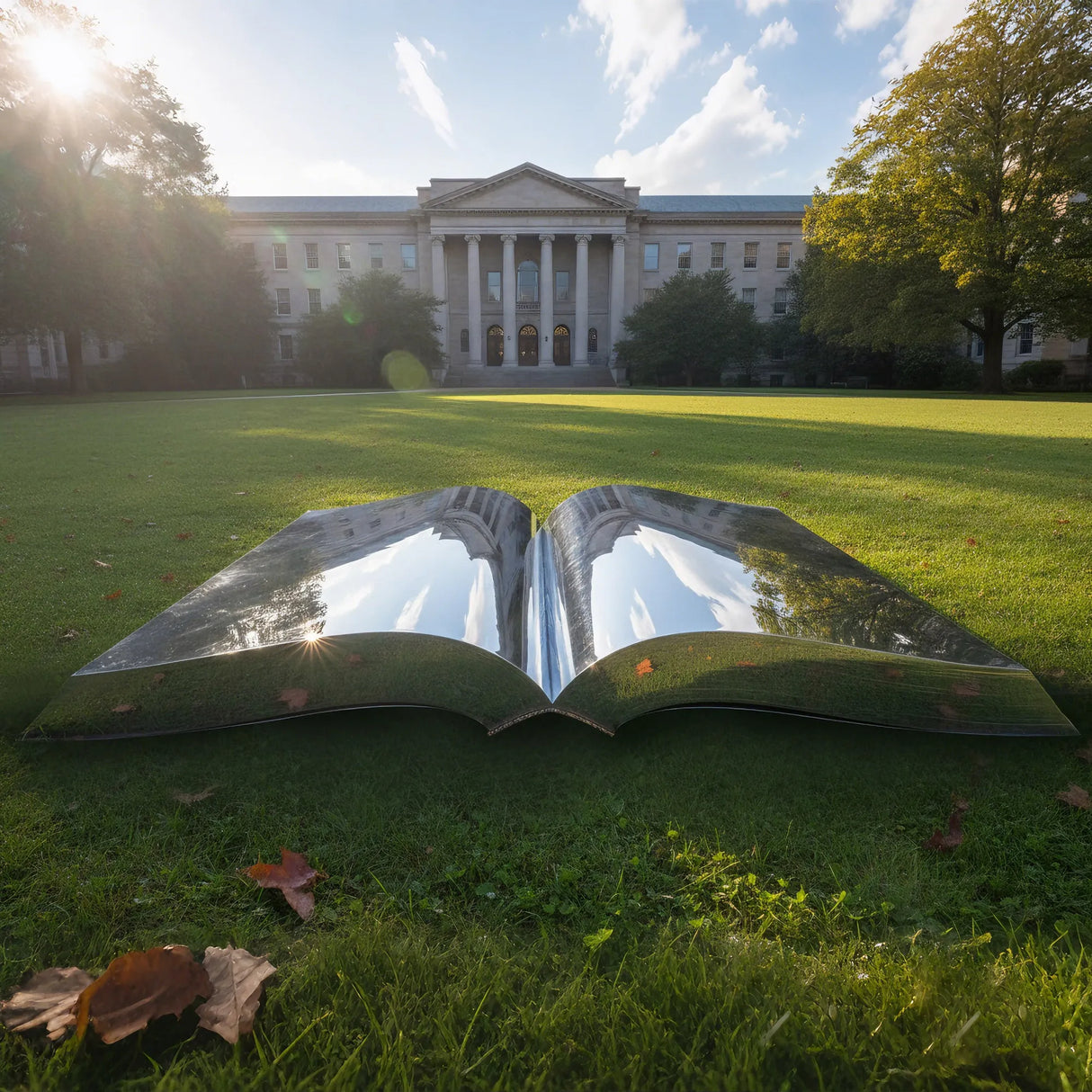 PREMIER Stainless Steel Book Sculpture with Reflective Design for Campuses, Libraries and Public Gardens PSSS-190-Stainless Steel Sculpture-PREMIER SCULPTURE