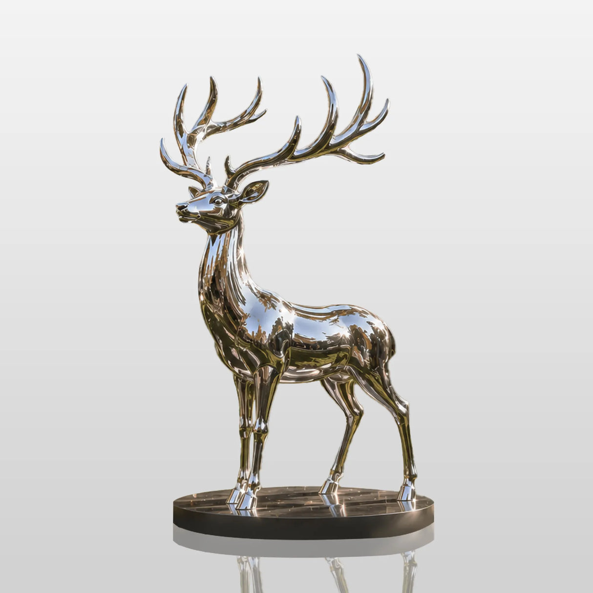 PREMIER Stainless Steel Deer Sculpture for Villa Gardens, Hotel Courtyards, Public Parks or Resort Landscapes PSSS-281-Stainless Steel Sculpture-PREMIER SCULPTURE