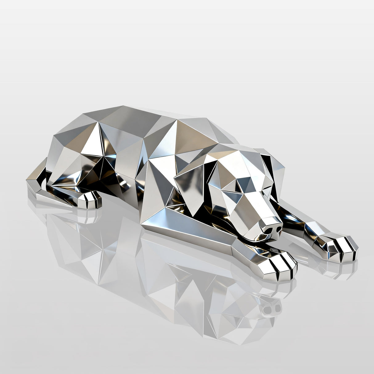 PREMIER Stainless Steel Dog Sculpture with Faceted Design for Villas and Courtyards PSSS-153-Stainless Steel Sculpture-PREMIER SCULPTURE