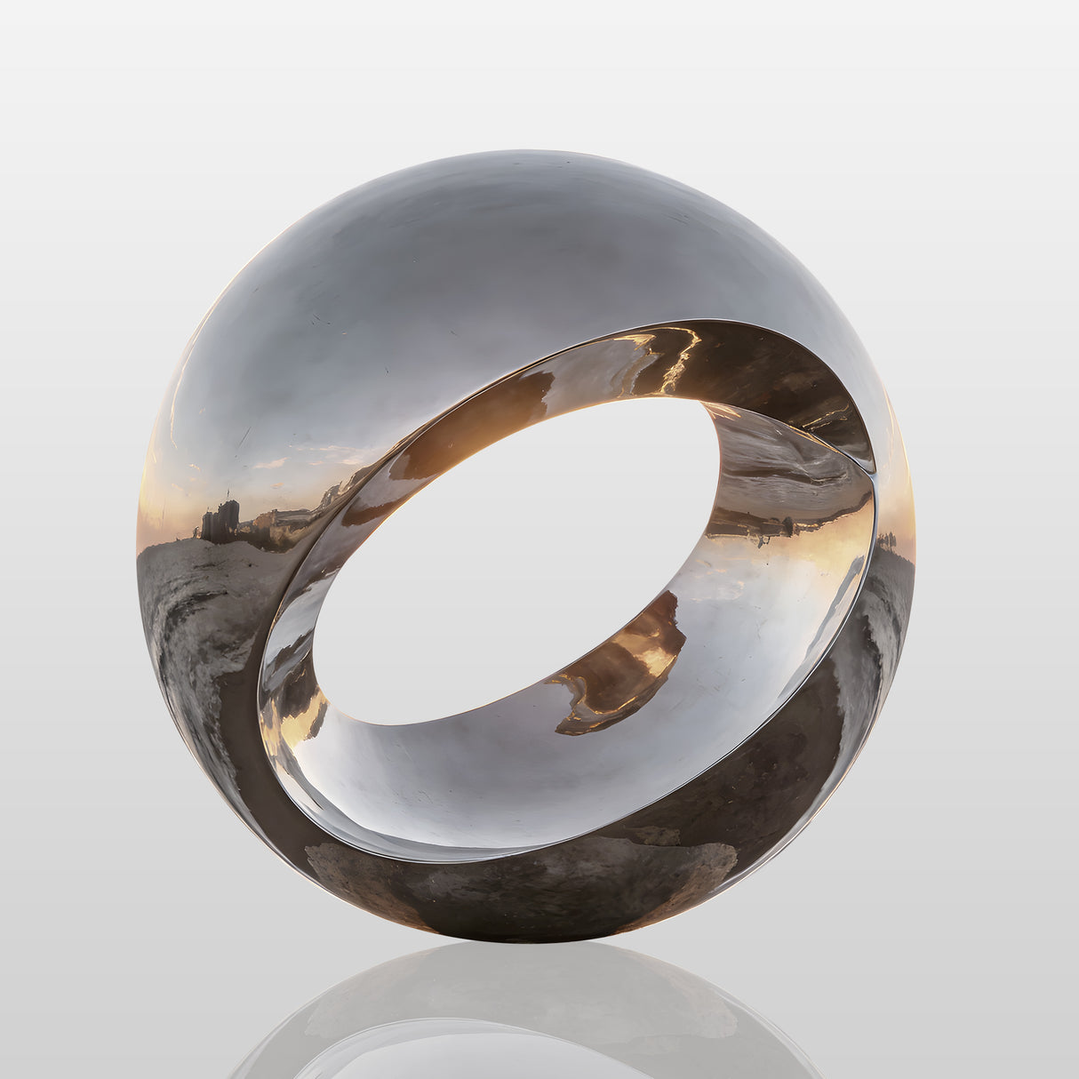 PREMIER Stainless Steel Ring Sculpture with Mirror Polished Finish for Coastal Gardens and Outdoor Spaces PSSS-191-Stainless Steel Sculpture-PREMIER SCULPTURE