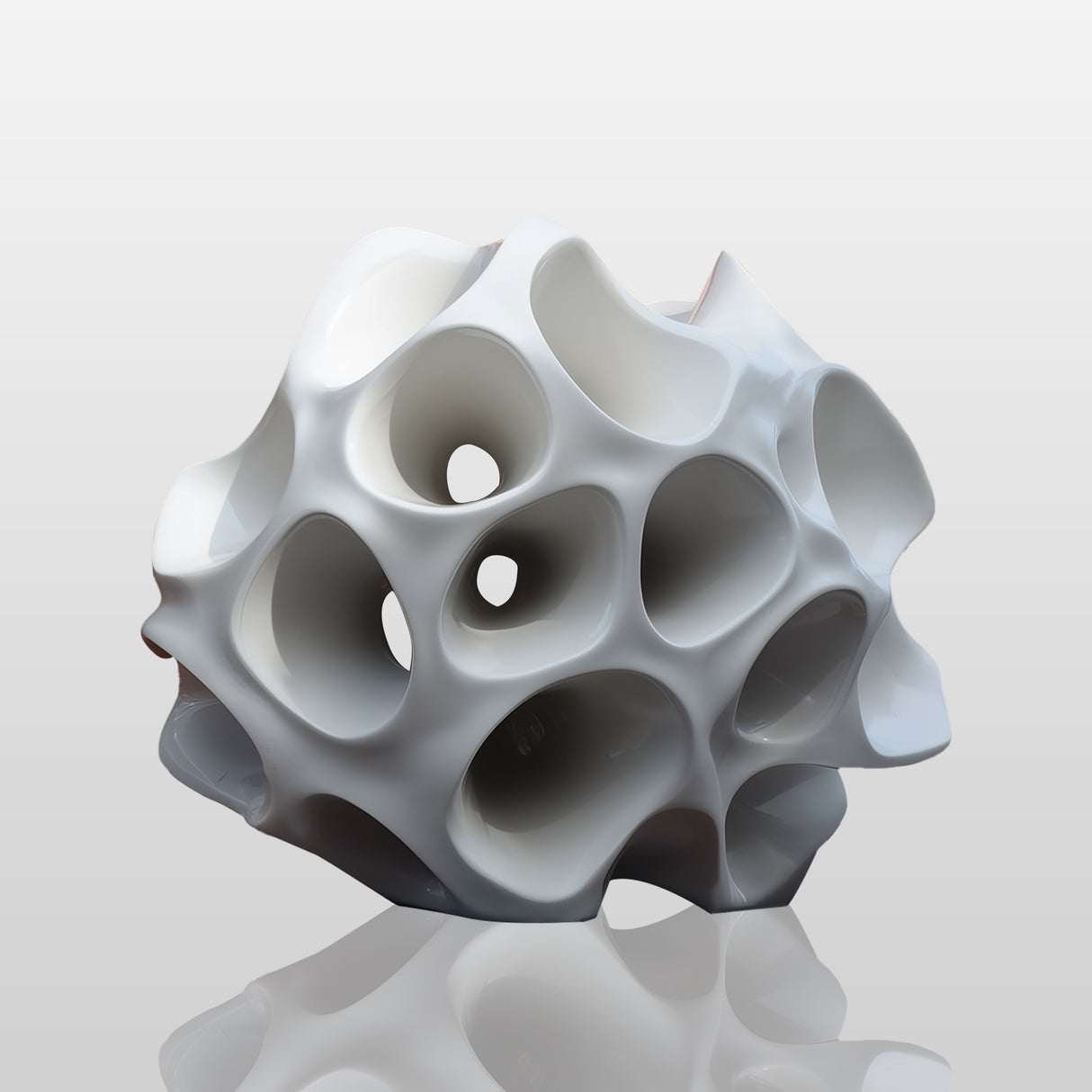 PREMIER Stainless Steel Sculpture of Abstract Hollow Form in Glossy White Finish for Modern Spaces PSSS-139-Stainless Steel Sculpture-PREMIER SCULPTURE