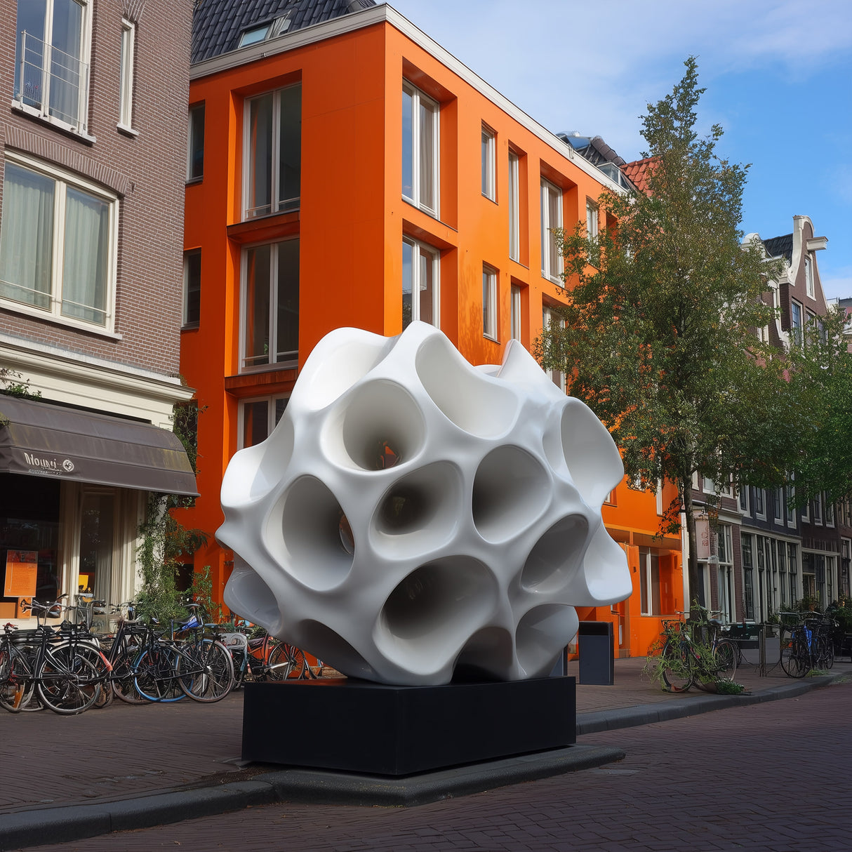 PREMIER Stainless Steel Sculpture of Abstract Hollow Form in Glossy White Finish for Modern Spaces PSSS-139-Stainless Steel Sculpture-PREMIER SCULPTURE