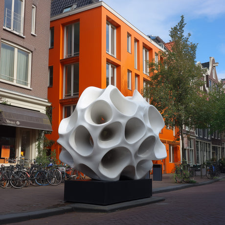 PREMIER Stainless Steel Sculpture of Abstract Hollow Form in Glossy White Finish for Modern Spaces PSSS-139-Stainless Steel Sculpture-PREMIER SCULPTURE