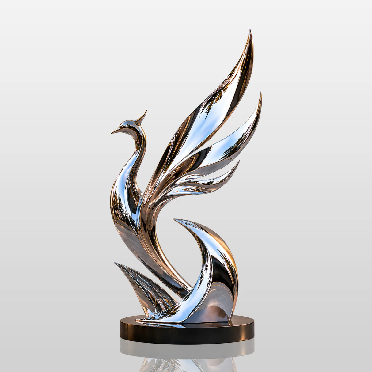 PREMIER Stainless Steel Sculpture with Phoenix Bird Design for Front Yard or Private Home Lawn PSSS-298-Stainless Steel Sculpture-PREMIER SCULPTURE