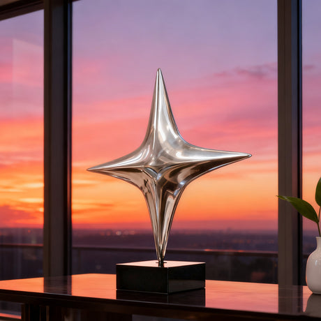 PREMIER Stainless Steel Sculpture with Polished Star Design for Modern Luxury Homes and Art Spaces PSSS-141-Stainless Steel Sculpture-PREMIER SCULPTURE