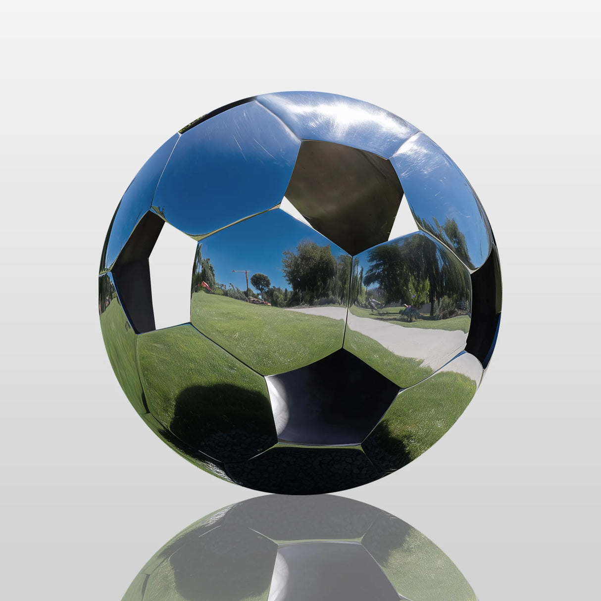 PREMIER Stainless Steel Soccer Ball Sculpture with Hollow Design for Sports Fields and Outdoor Public Spaces PSSS-202-Stainless Steel Sculpture-PREMIER SCULPTURE