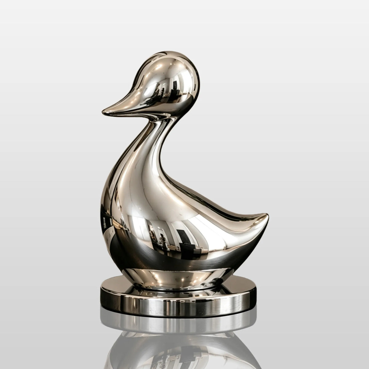 PREMIER Metal Tabletop Duck Sculpture for Living Room, Console Table or Vanity PSSS-341-Stainless Steel Sculpture-PREMIER SCULPTURE