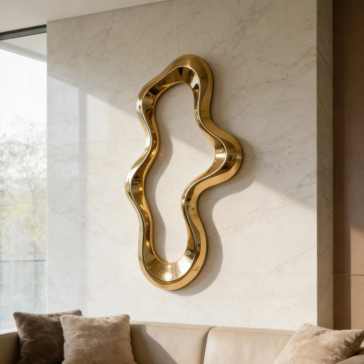 PREMIER Stainless Steel Wall Sculpture with Abstract Flowing Form for Modern Interior Decor PSSS-198-Stainless Steel Sculpture-PREMIER SCULPTURE